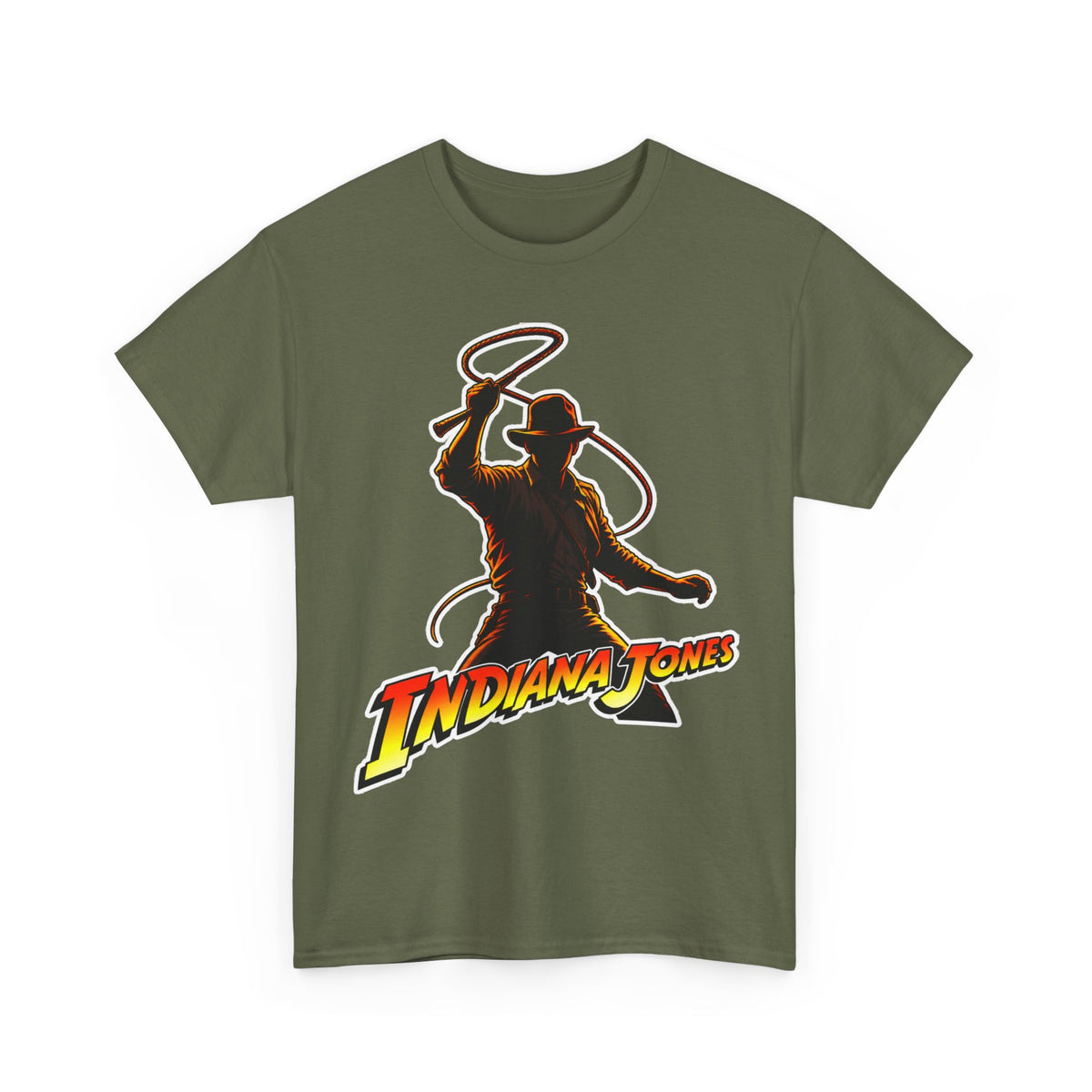 Indiana Jones Inspired Adventure Movie Graphic Tee — Iconic Whip Silhouette with 'Indiana Jones' Logo