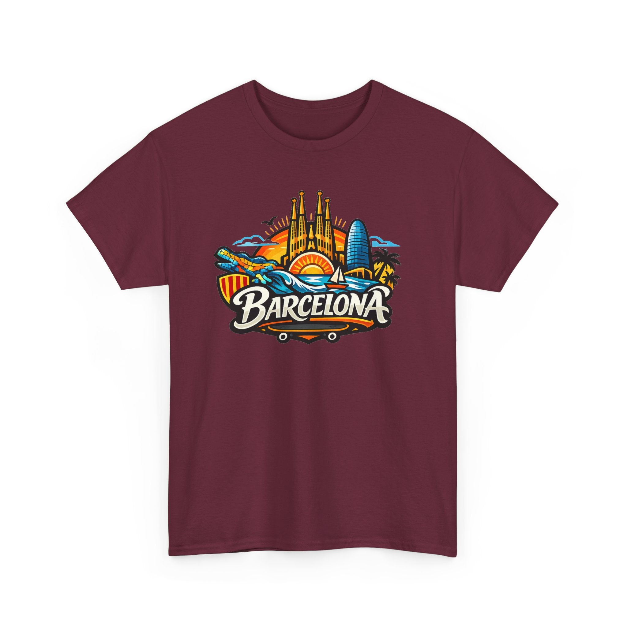 Barcelona Skyline Graphic Tee — Colorful Travel Souvenir T-Shirt