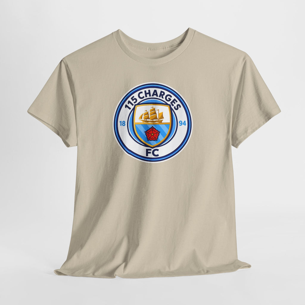 115 Charges FC Crest Cotton Tee — Vintage Blue Club Logo T-Shirt