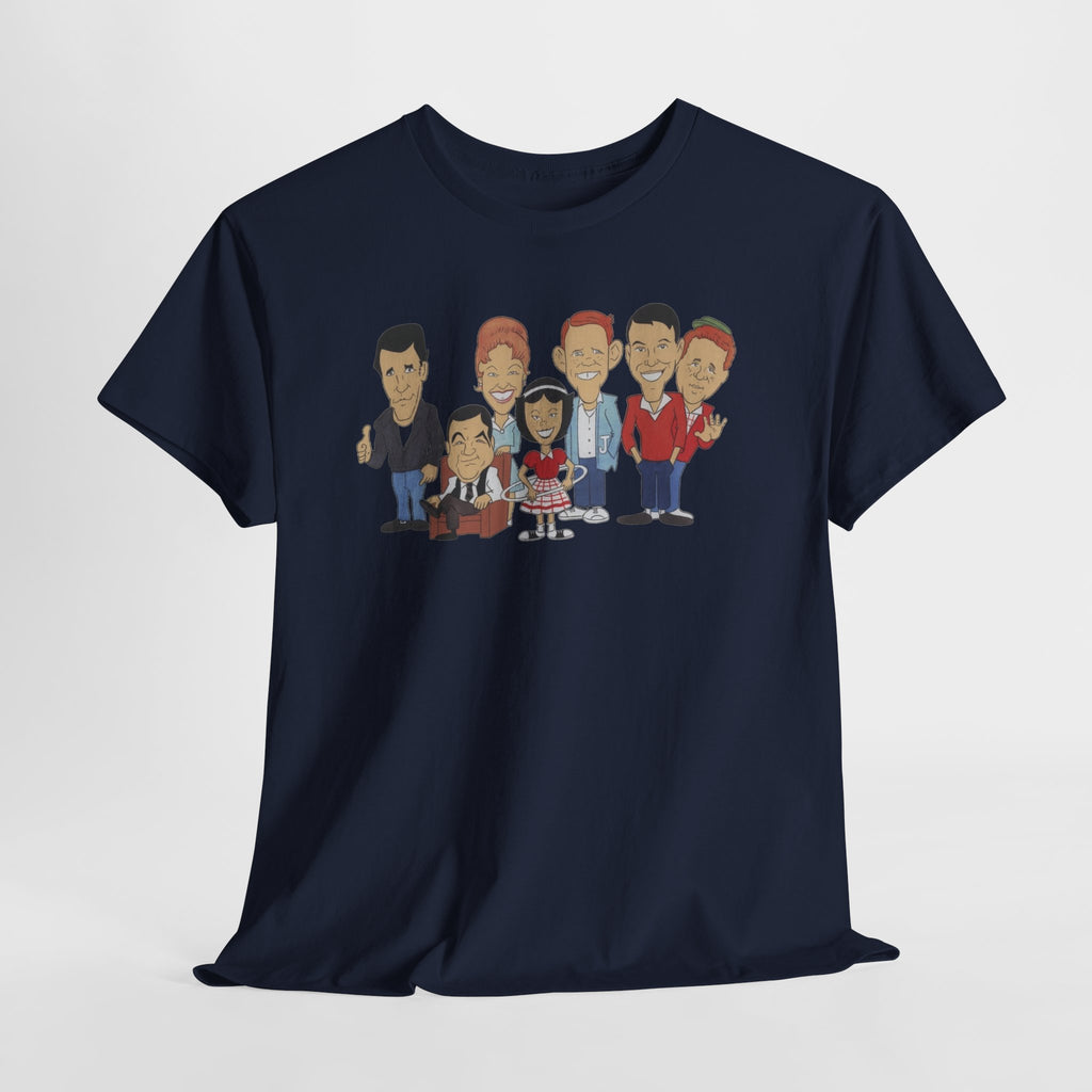 Happy Days Retro TV Cast Cartoon Tee - Vintage Sitcom Character Group Shirt