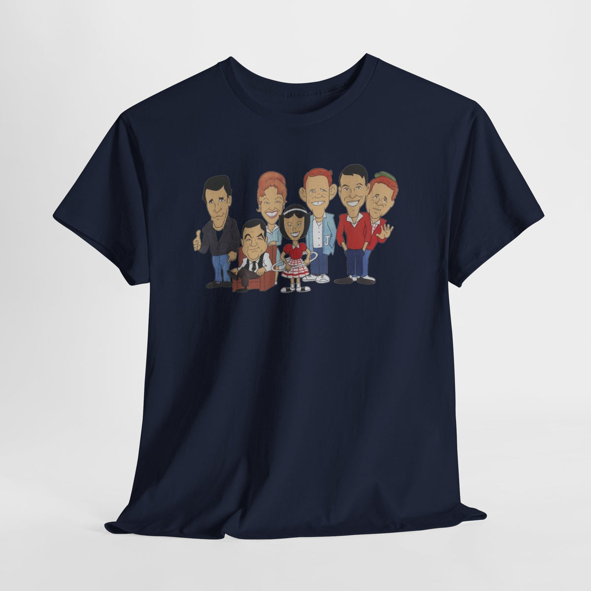 Happy Days Retro TV Cast Cartoon Tee - Vintage Sitcom Character Group Shirt