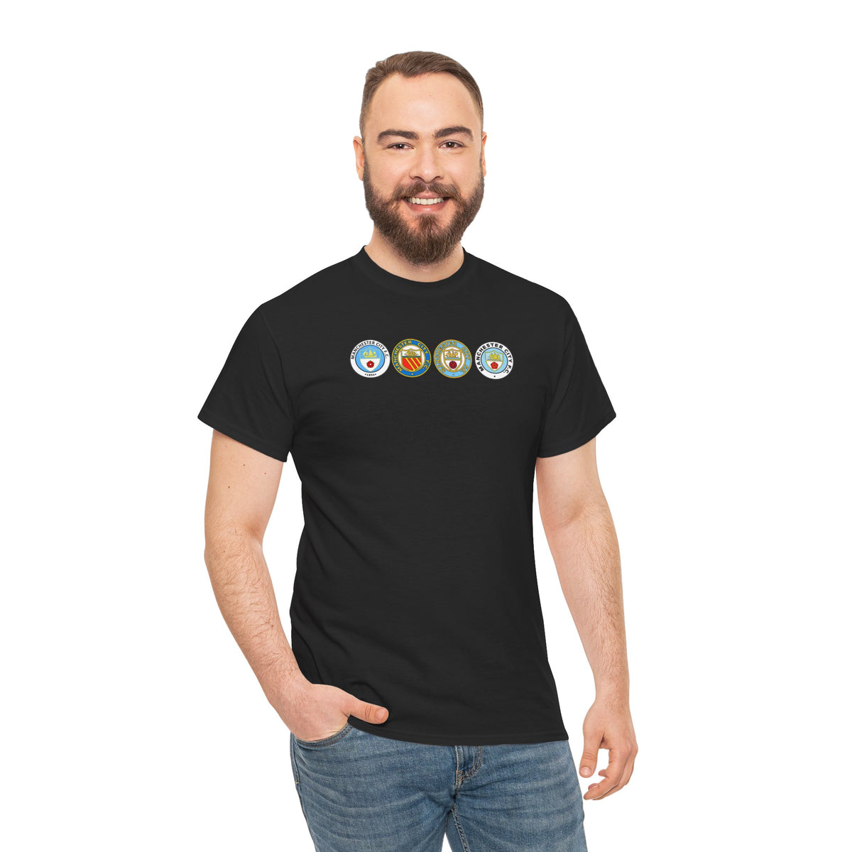 Man City Retro Crest Inspired Cotton T-Shirt