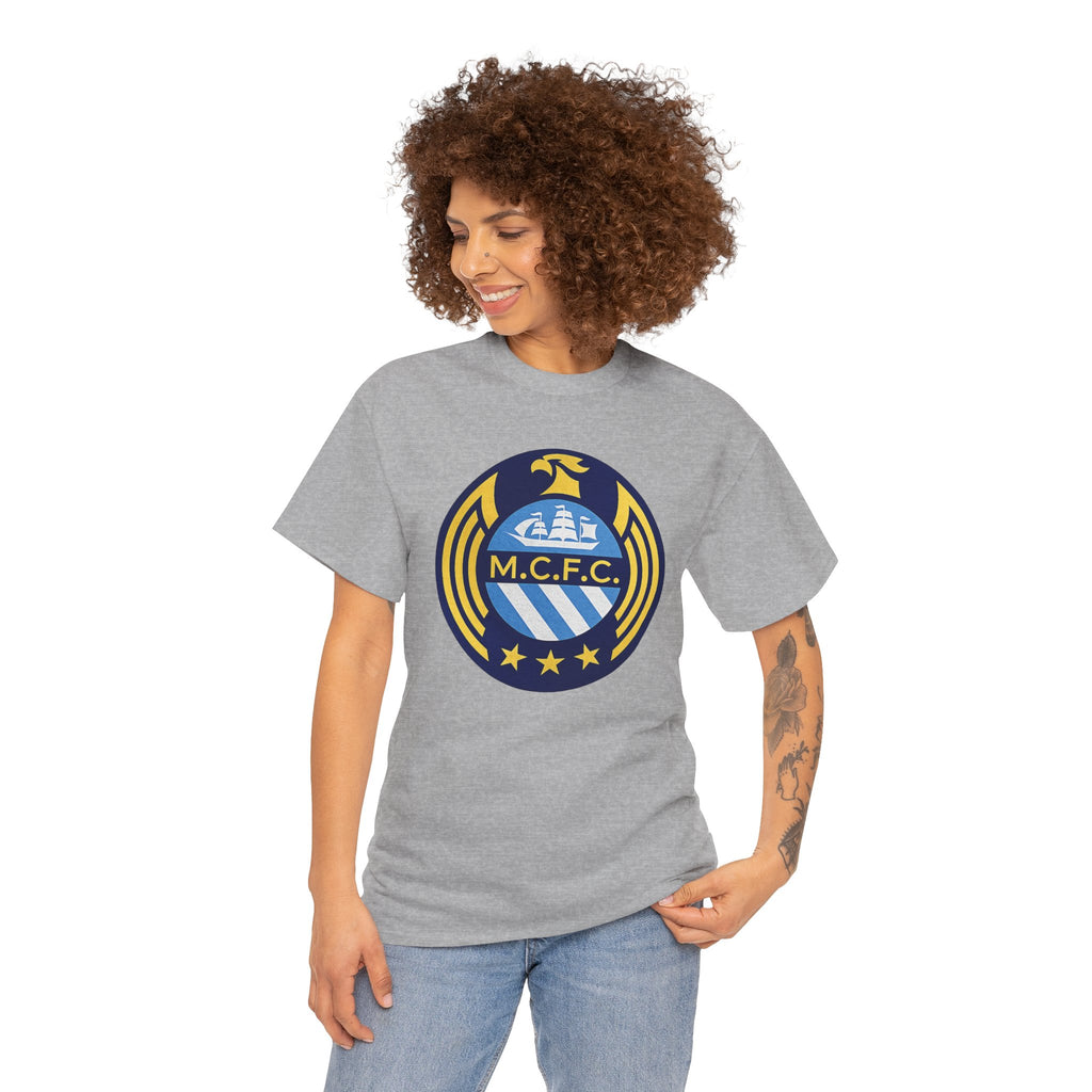 MCFC Crest T-Shirt — Vintage Blue & Gold Soccer Tee