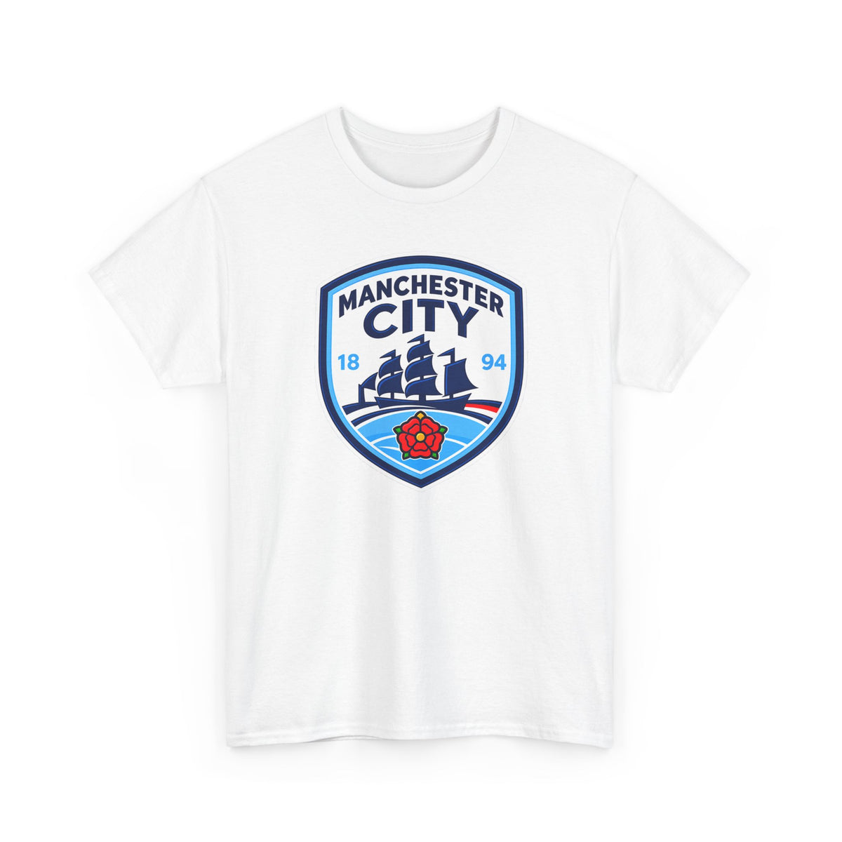 Manchester City Inspired Crest Cotton T-Shirt