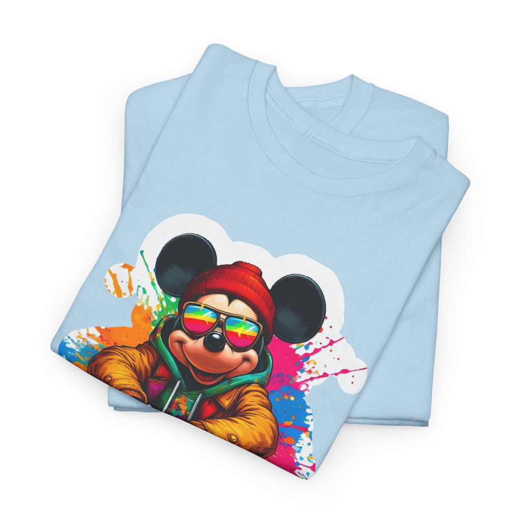 Streetwear Mouse Graphic Tee — Colorful Urban Hip-Hop Cartoon Shirt