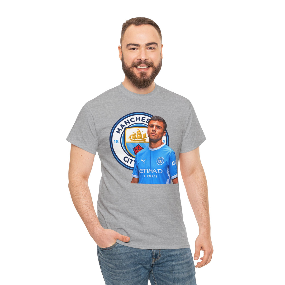 Rodri Manchester City Legend Football Tee — Player Portrait Soccer Shirt