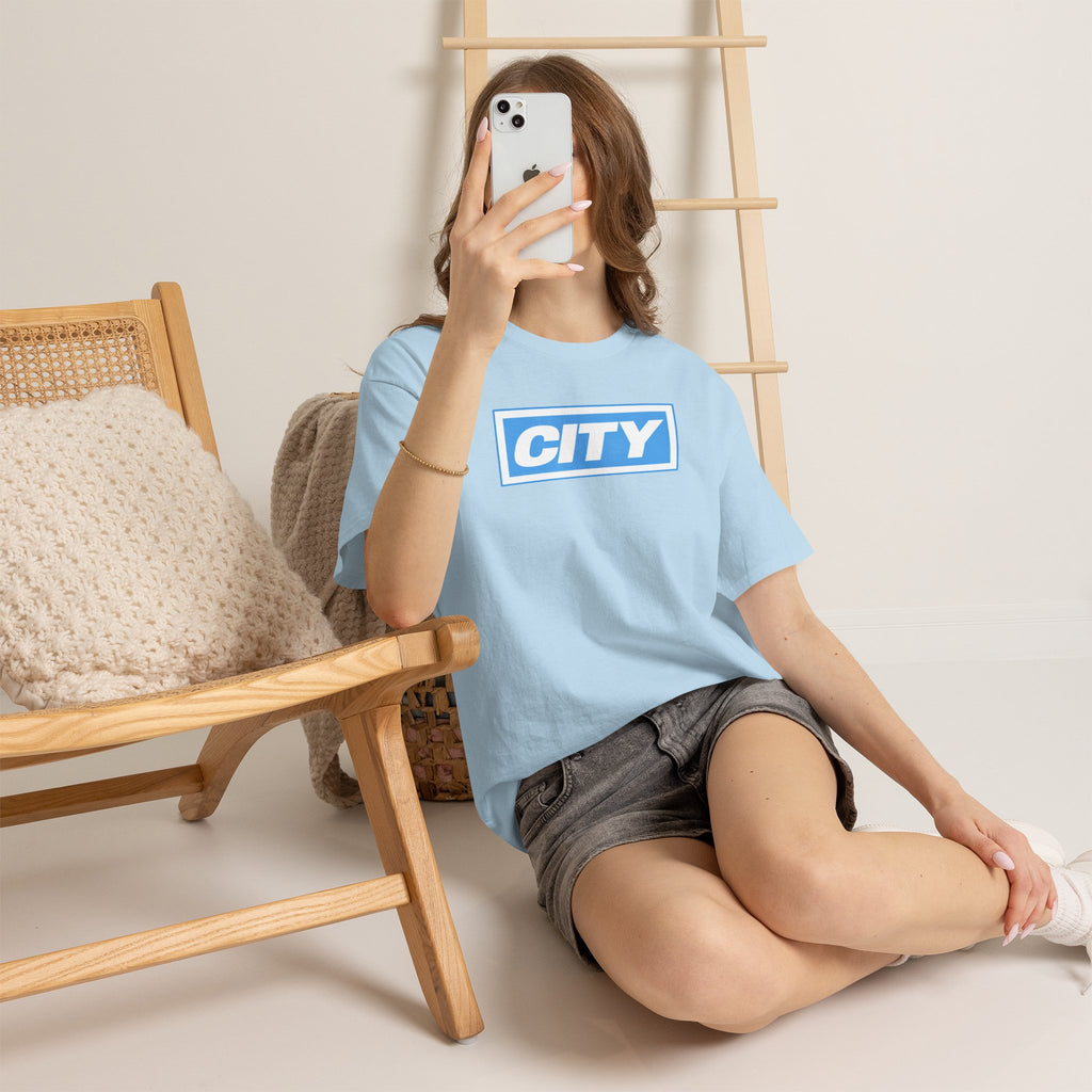 City Logo T-Shirt — Bold Blue Box Graphic Tee