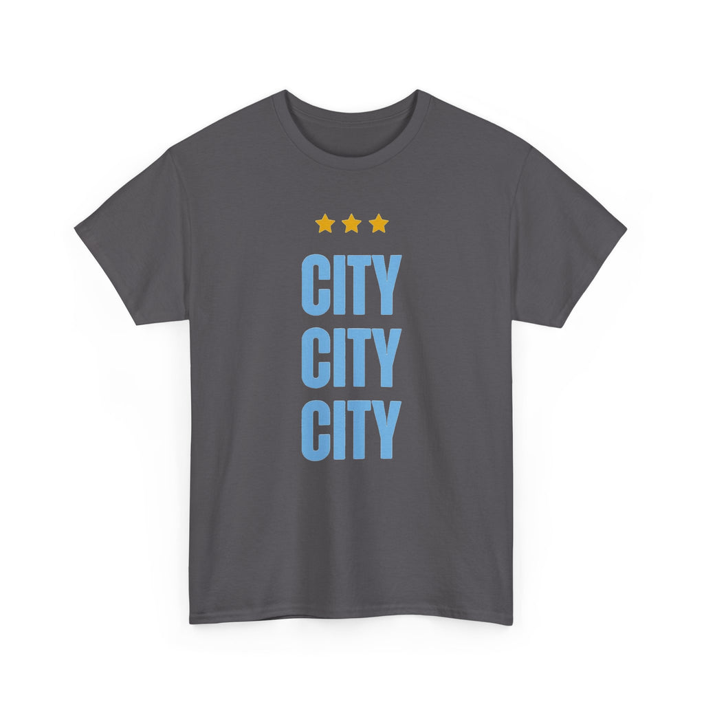 Manchester City City City Tee — Retro Three-Star Premier League Lion Soccer Shirt