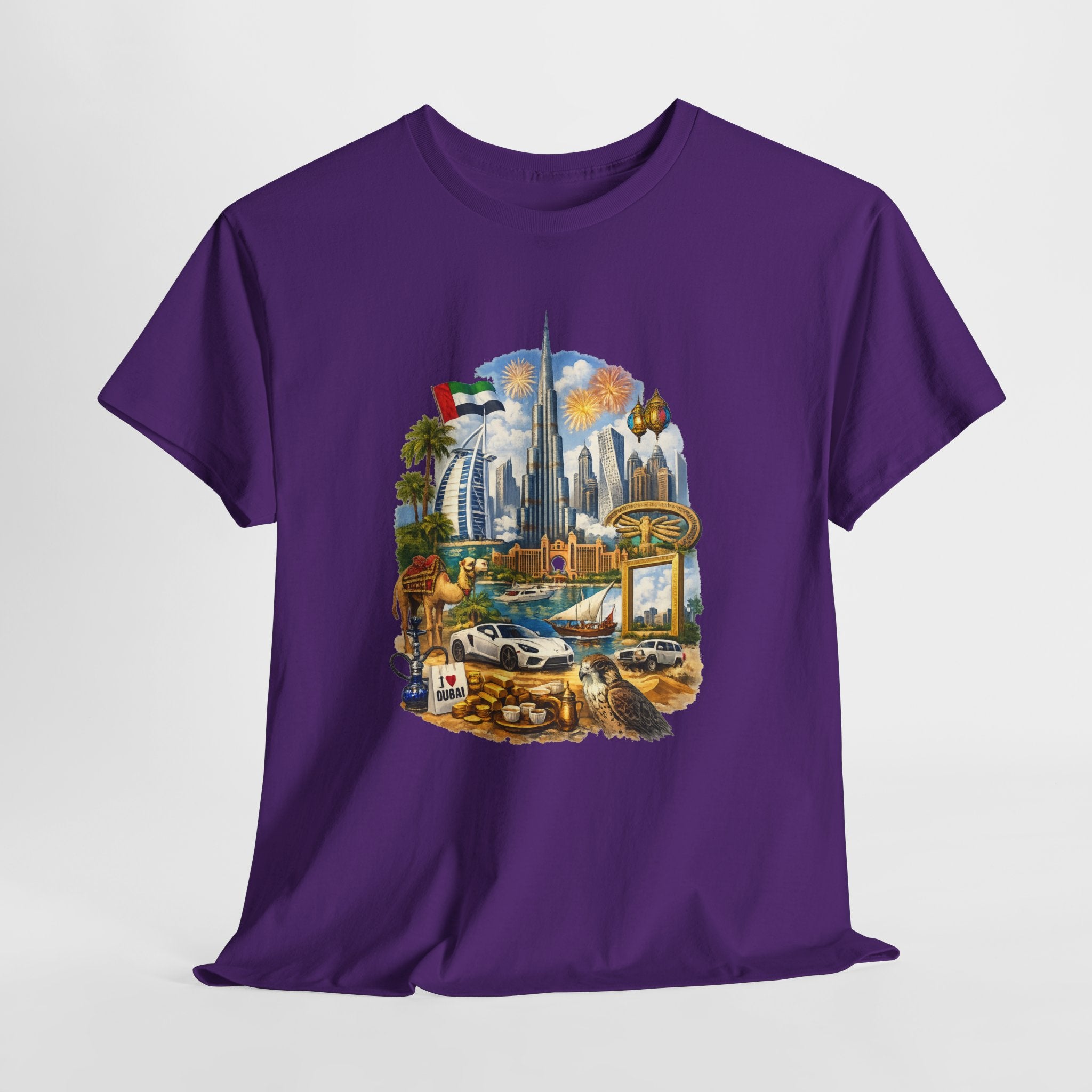 Dubai Skyline Beach Vacation T-Shirt – Retro Travel Collage Tee