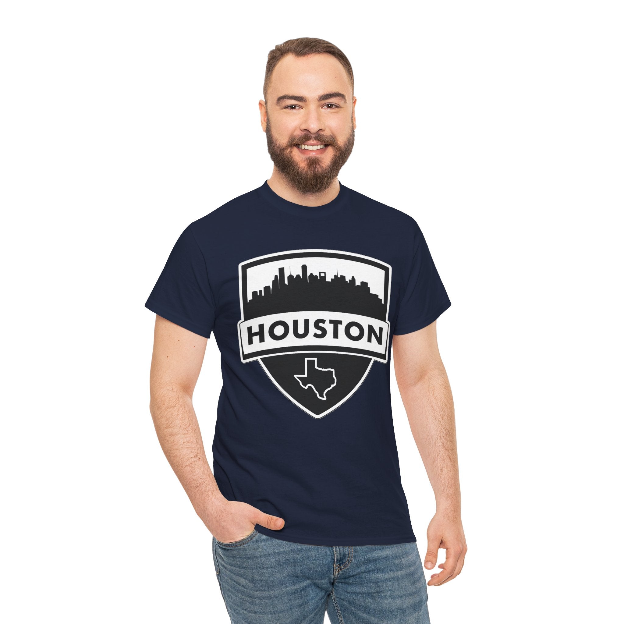 Houston Skyline Shield T-Shirt — Texas Outline City Pride Tee