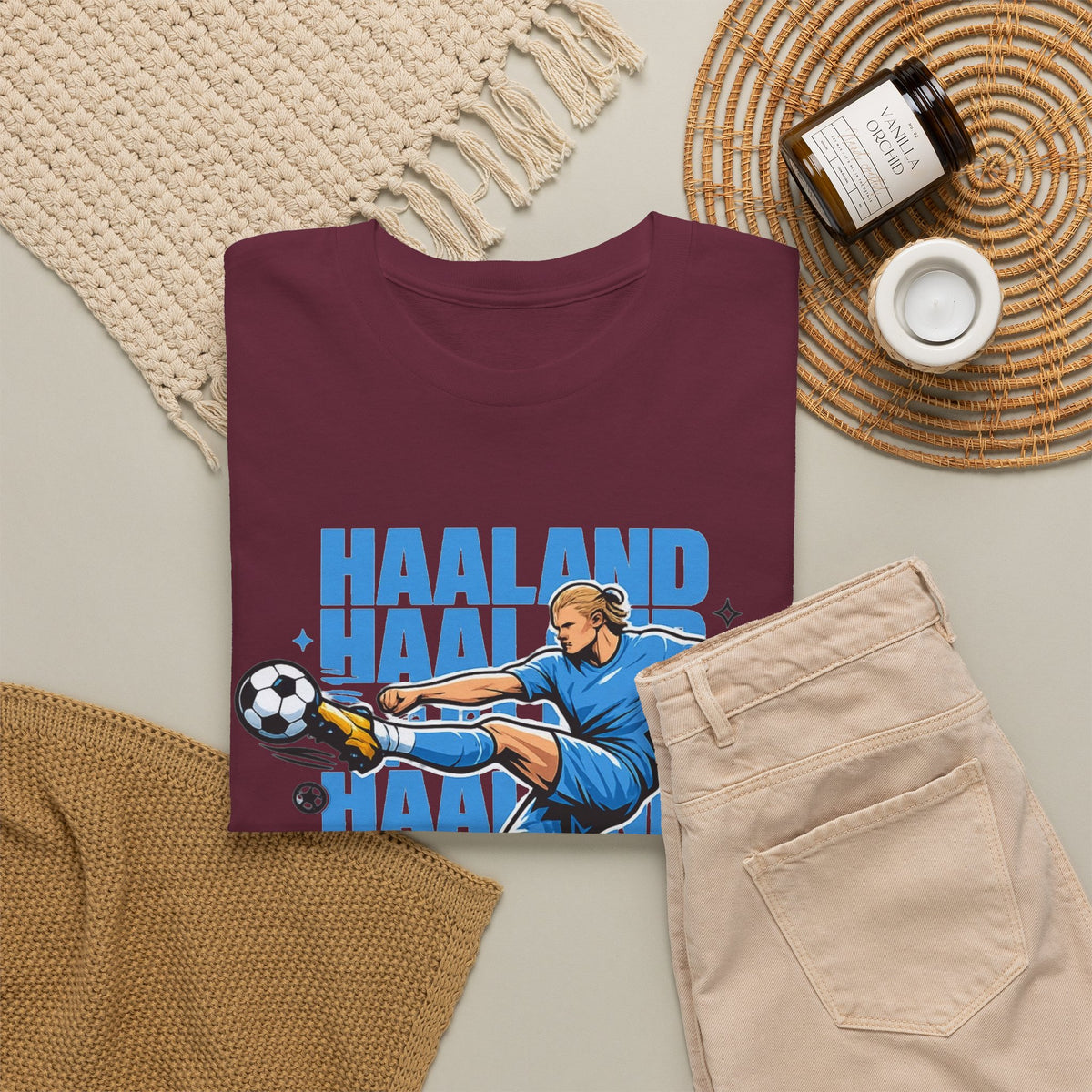 Haaland Manchester City Inspired Cotton T-Shirt — Striker Action Graphic Football Shirt