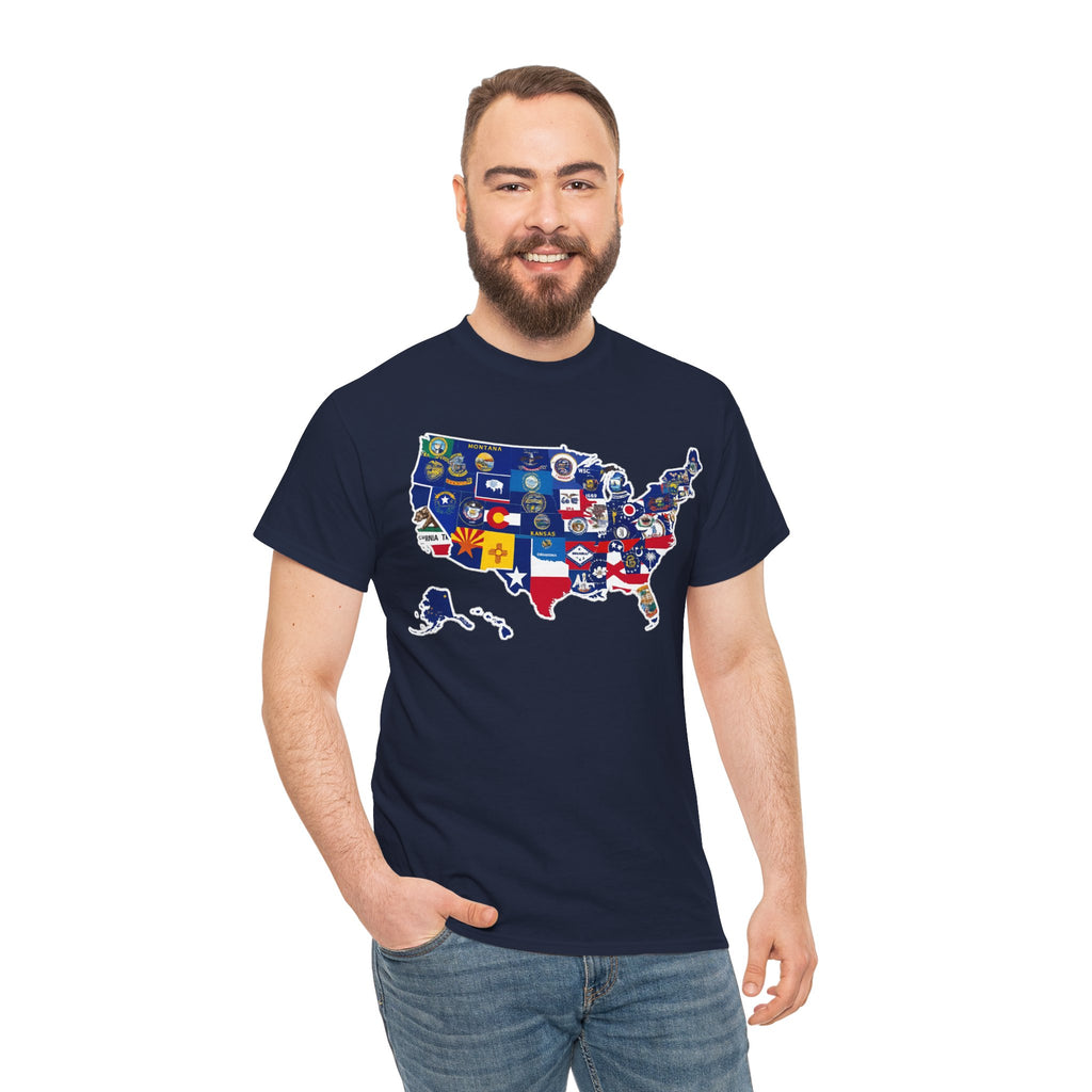 USA Map Flag T-Shirt — United States State Flag Map Tee