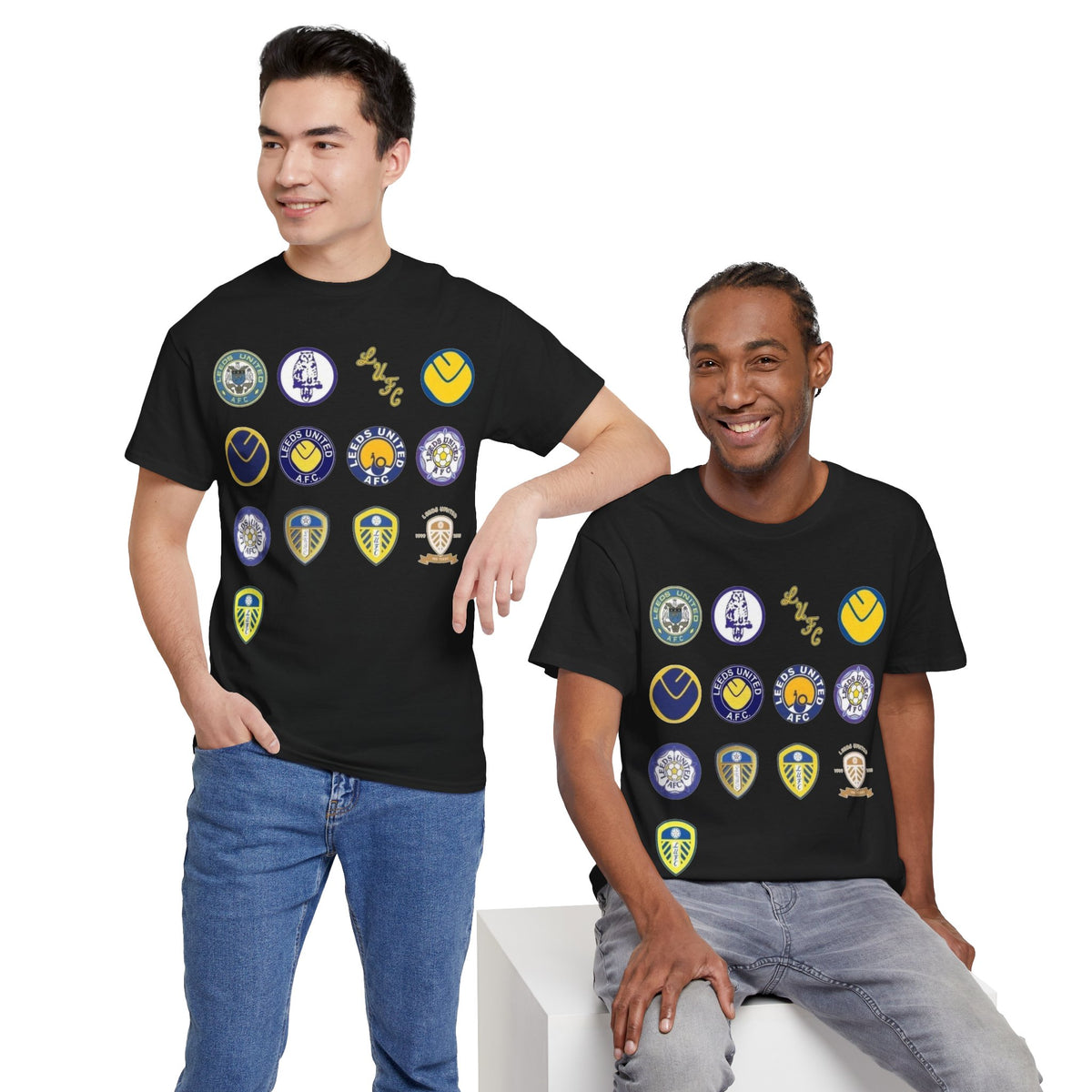 Leeds United Retro Crest Cotton T-Shirt — Vintage Football Club Emblem Tee