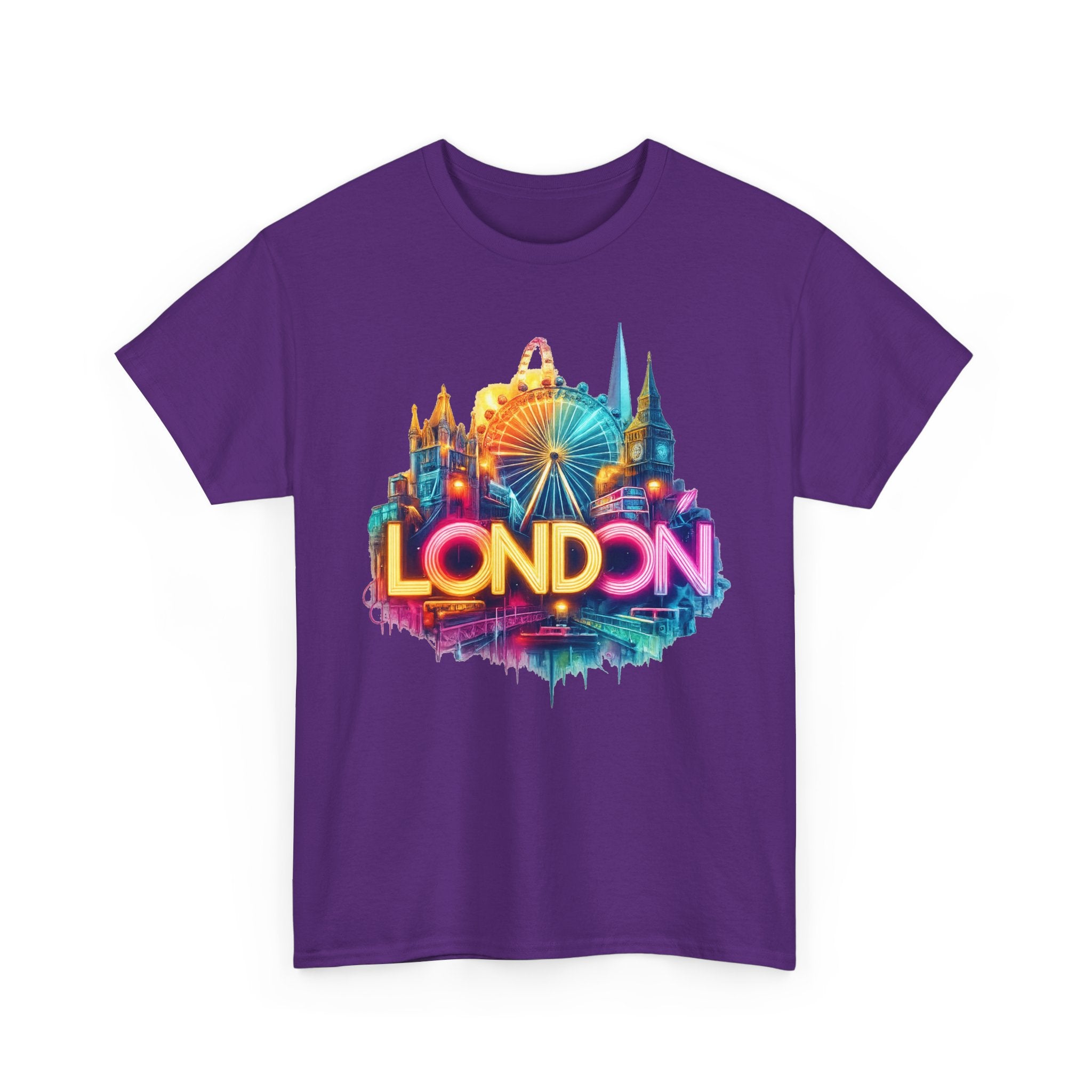 London Skyline Tee — Colorful Neon London Landmark T-Shirt