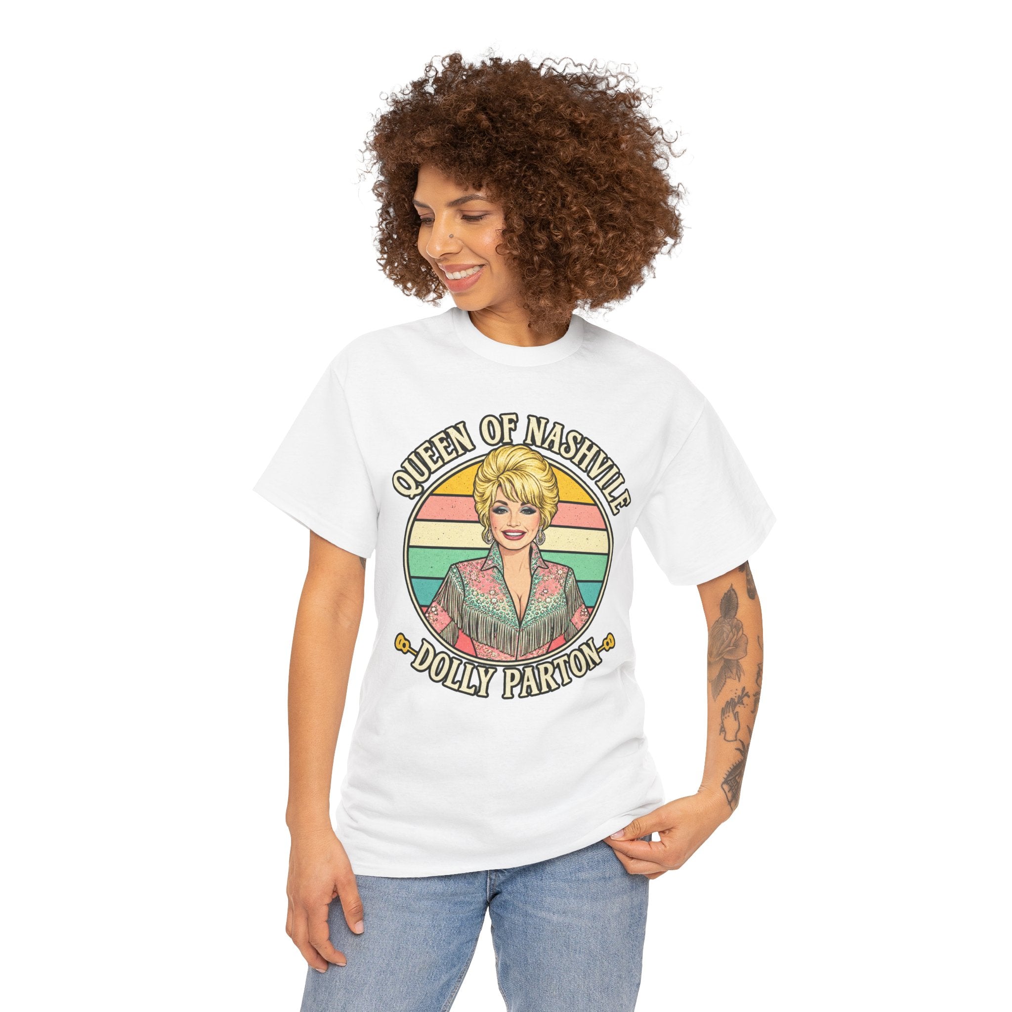 Queen of Nashville Graphic Tee — Dolly Parton Retro Portrait Shirt