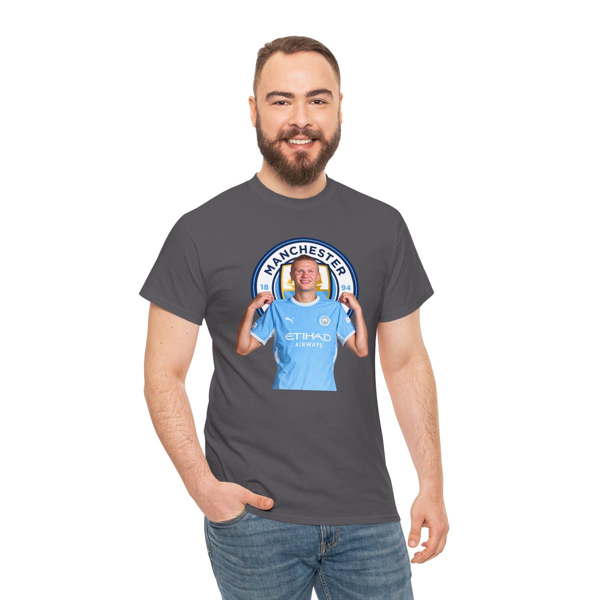 Manchester City Erling Haaland Inspired Cotton T-Shirt Tee — Player Celebratory Graphic T-Shirt