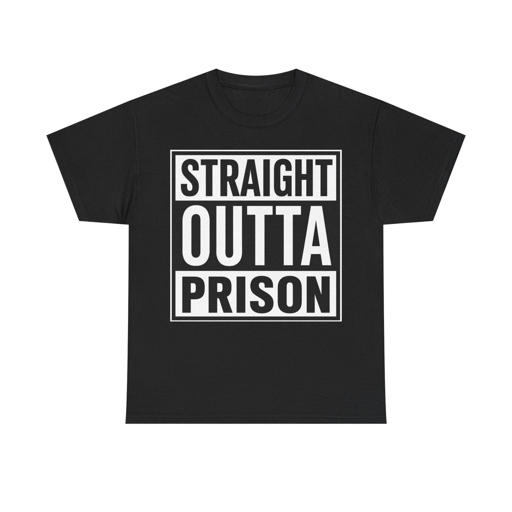 Straight Outta Prison Tee — Bold Retro Prison Box Graphic T-Shirt