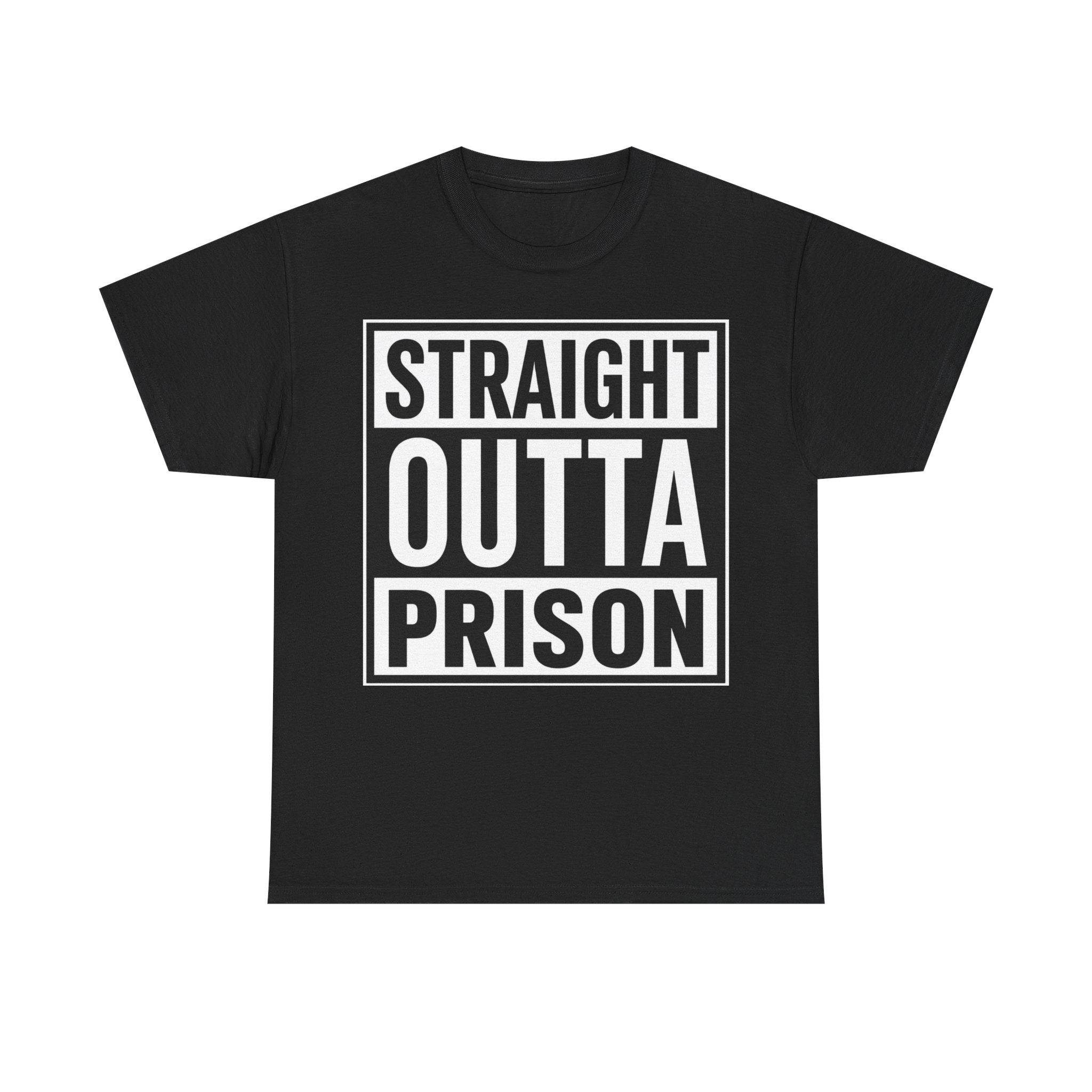 Straight Outta Prison Tee — Bold Retro Prison Box Graphic T-Shirt