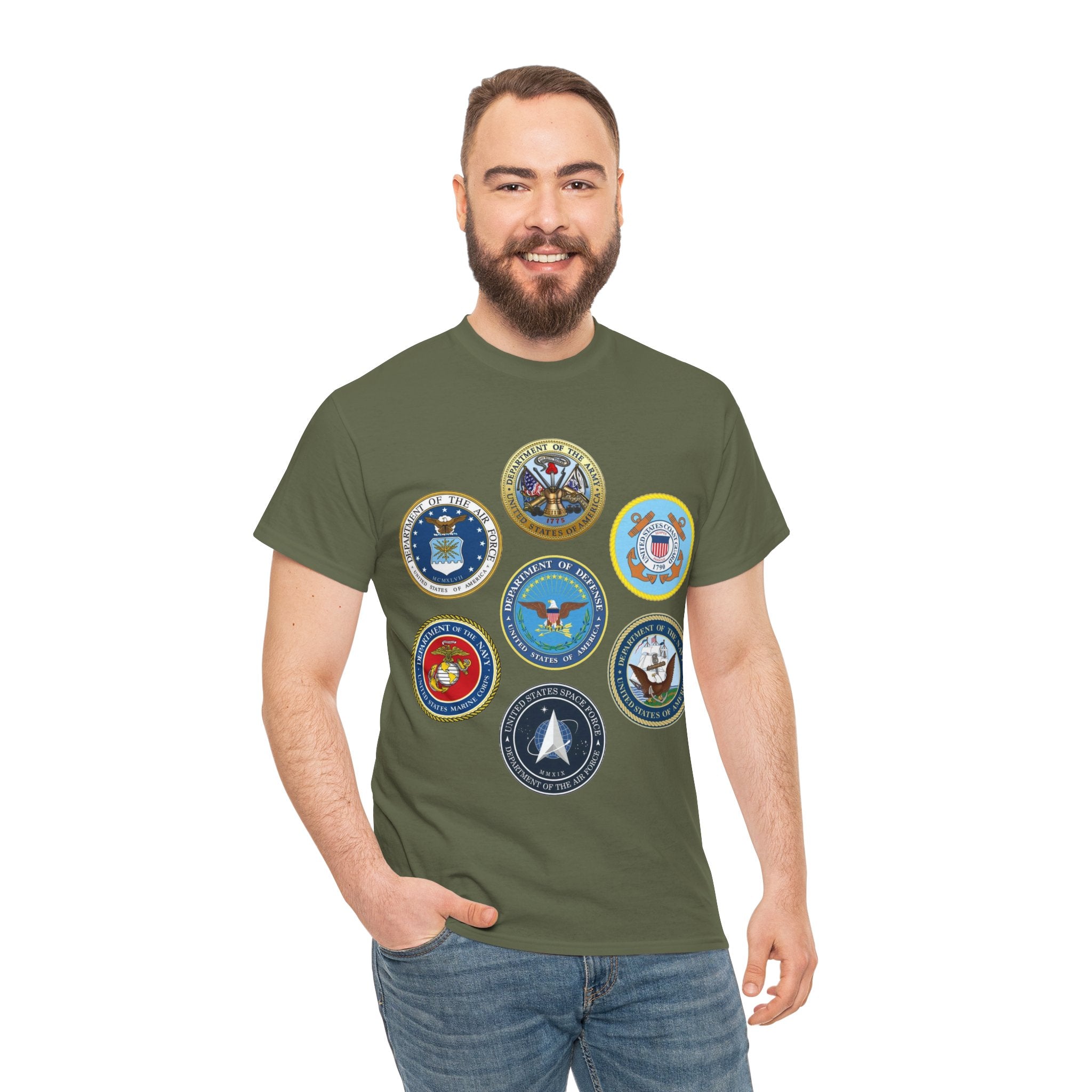 Military Branch Seals T-Shirt — Vintage US Armed Forces Emblems Tee