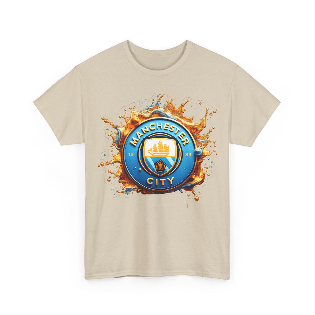Manchester City Inspired Splash Logo Cotton T-Shirt