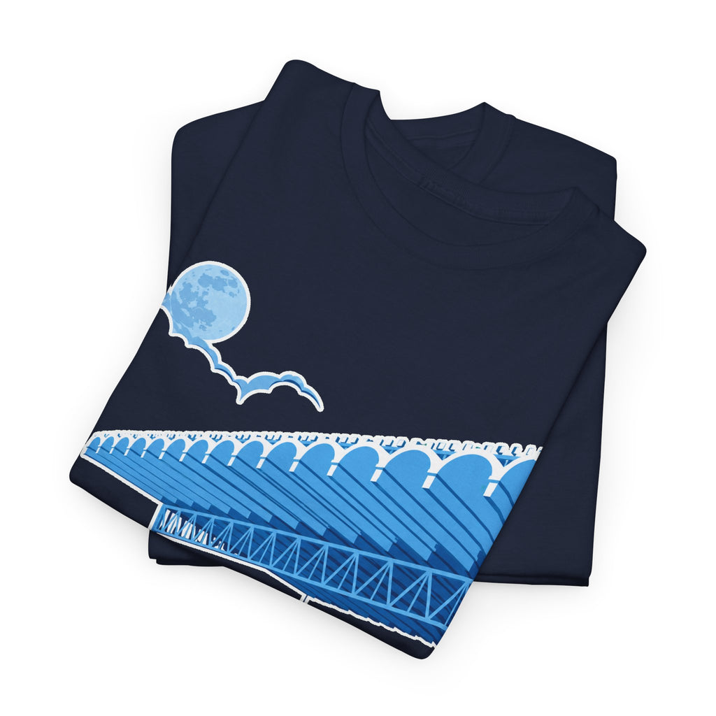 Manchester City Maine Road, Main Stand Cotton T-Shirt — Blue Retro Sports Venue Tee