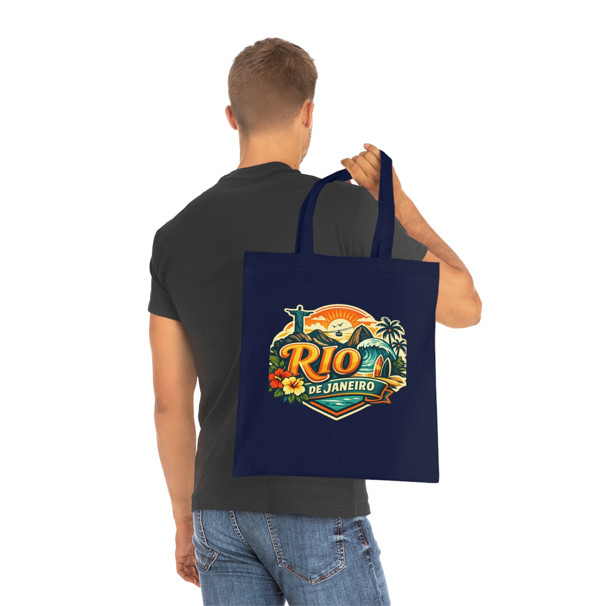 Rio de Janeiro / West Palm Beach Beach Tote — Retro Tropical Cotton Tote Bag