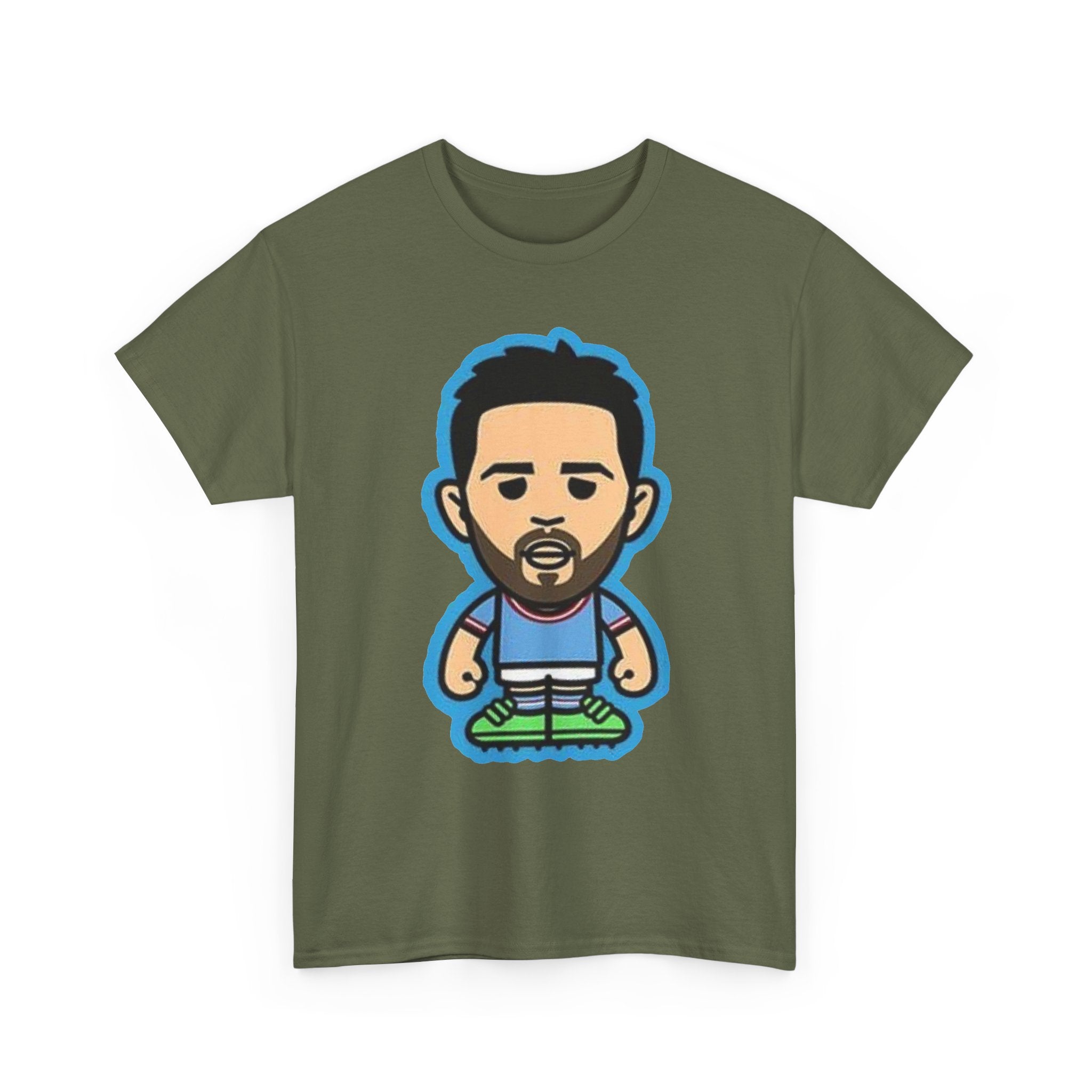 Bernardo Silva Manchester City Legend Graphic Tee — Player Cartoon Front & Tribute Poster Back