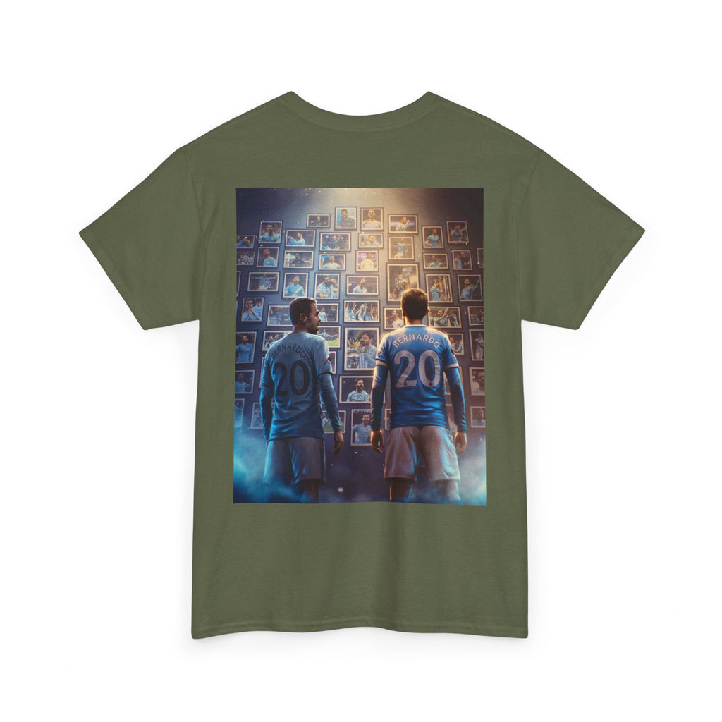 Bernardo Silva Manchester City Legend Graphic Tee — Player Cartoon Front & Tribute Poster Back