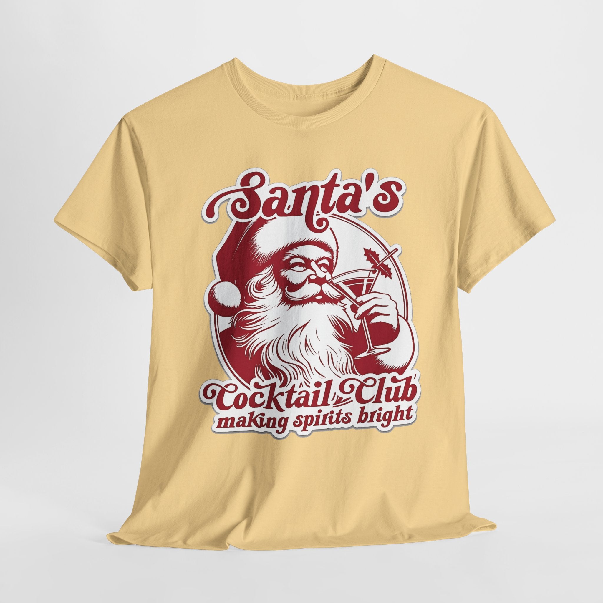 Santa’s Cocktail Club Tee — "Making Spirits Bright" Christmas Shirt