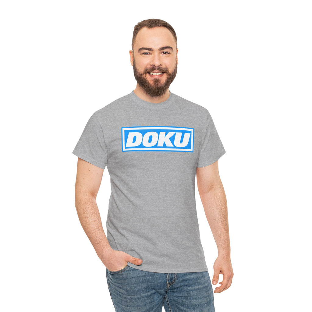 Doku Manchester City Player Logo Cotton Tee — Minimal Blue Box Graphic T-Shirt