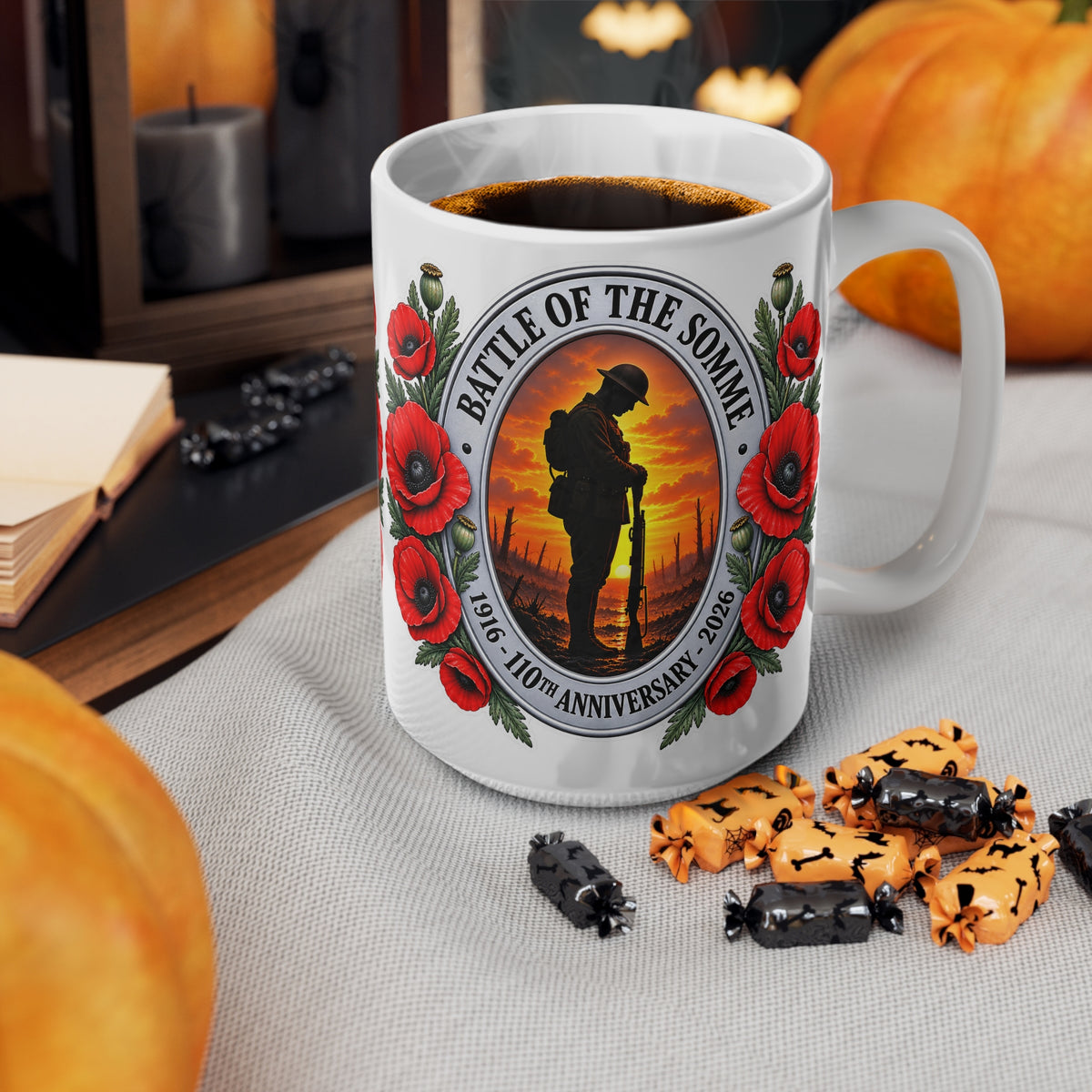 Battle of the Somme Poppy Memorial Mug — 11oz & 15oz Ceramic Coffee Cup