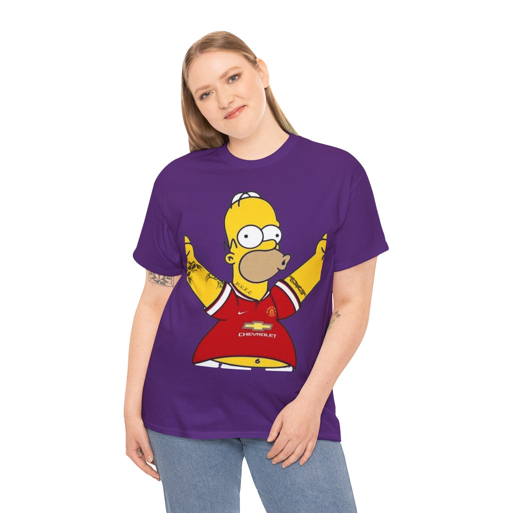 Homer Simpson Manchester Fan T-Shirt — Cartoon Football Supporter Tee