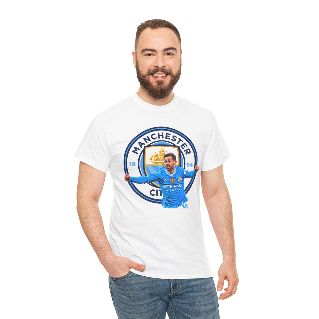Bernardo SIlva Manchester City legend Cotton T‑Shirt — Blue Crest Football Tee