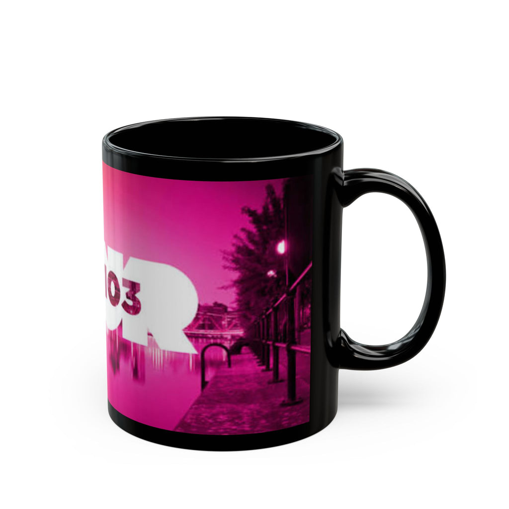 Black Mug — Key 103 Pink Cityscape Coffee Mug (11oz/15oz)