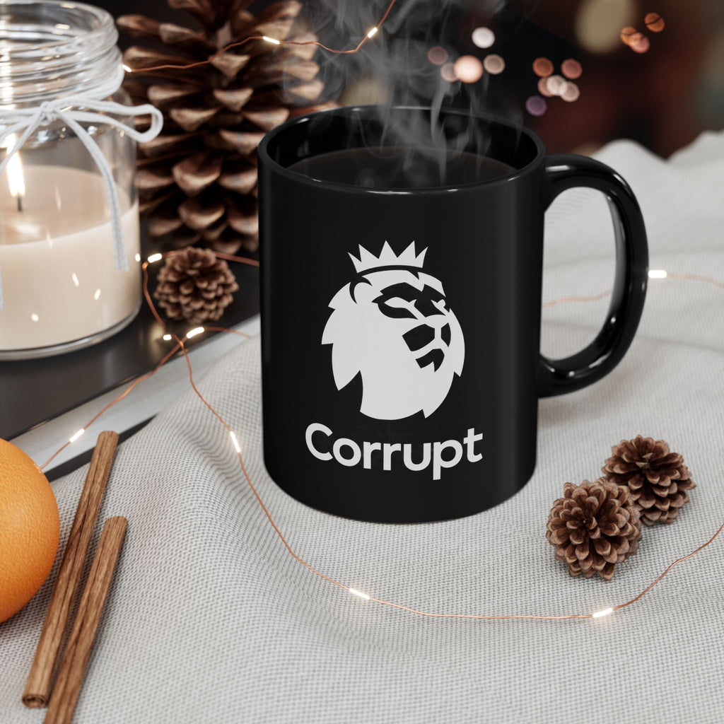 Premier League Corrupt Lion Logo Black Mug — 11oz/15oz Coffee Cup