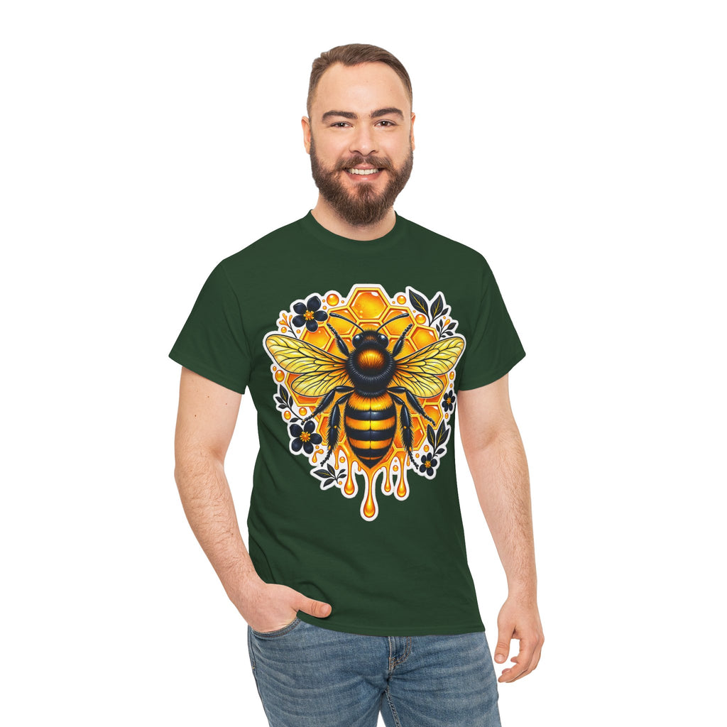 Manchester Bee Honeycomb T‑Shirt — Floral Dripping Honey Graphic Tee