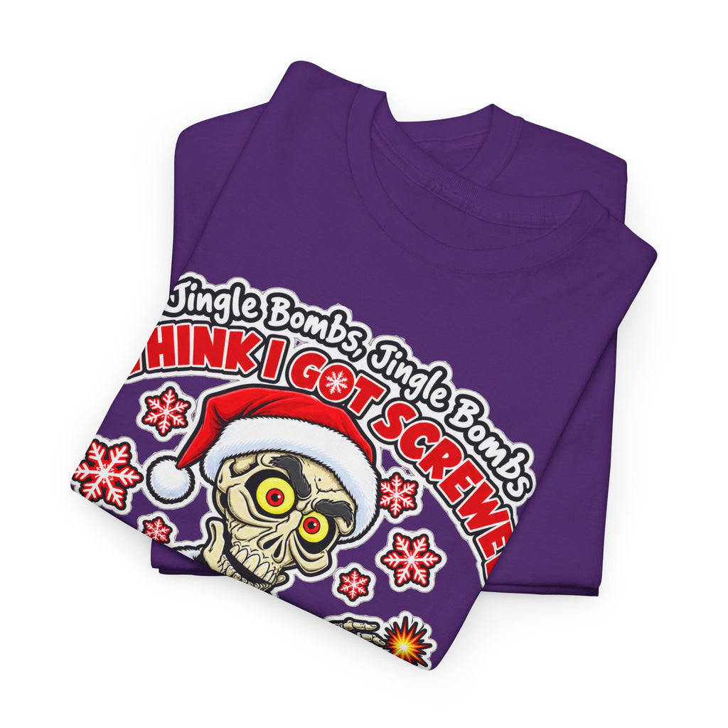 Santa Skull Christmas T-Shirt — "I Think I Got Screwed" Dark Holiday Tee