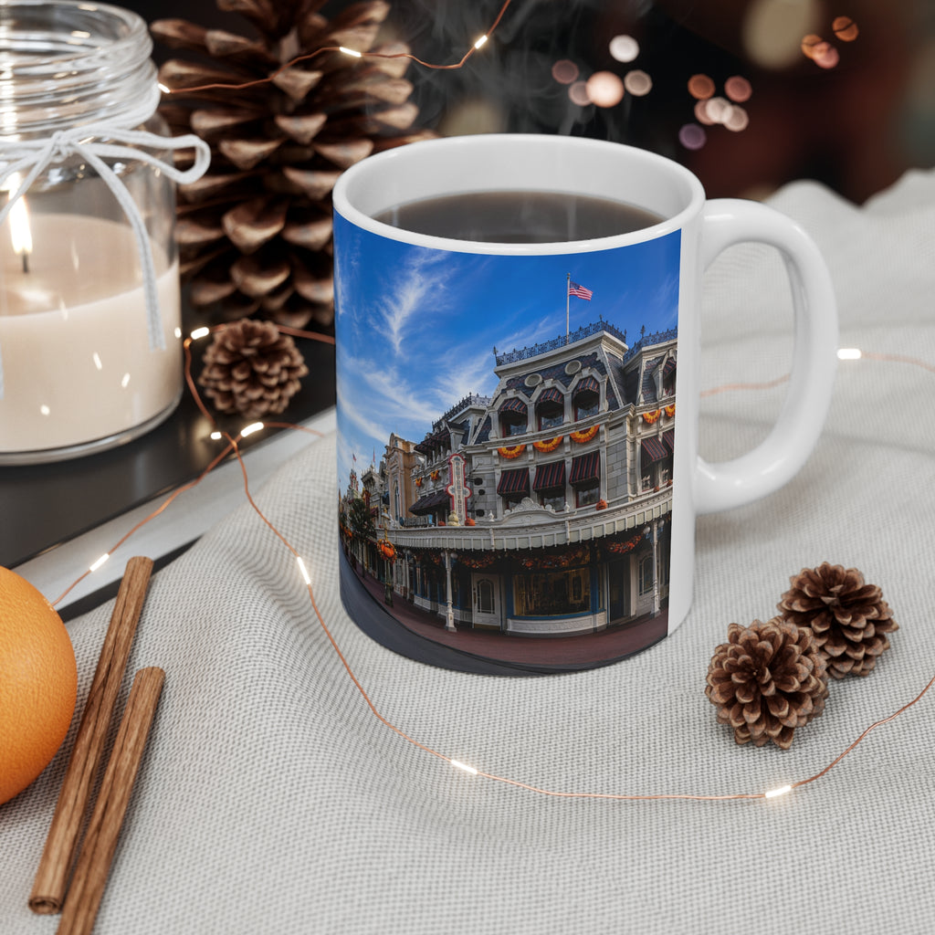 WDW Theme Park Main Street USA Ceramic Mug — Scenic Castle Morning Coffee Cup (11oz, 15oz)