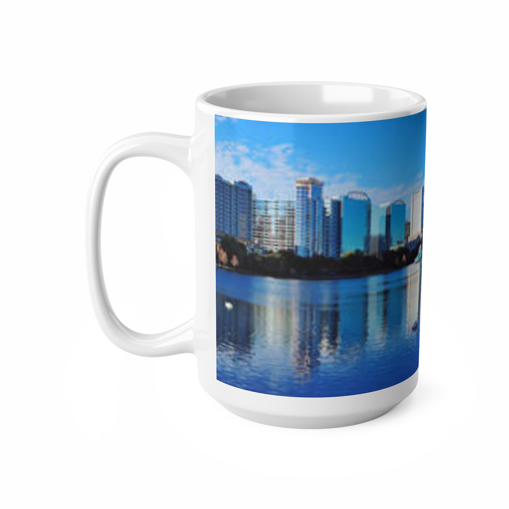 City Skyline Ceramic Mug — Waterfront Reflection Coffee Cup (11oz & 15oz)