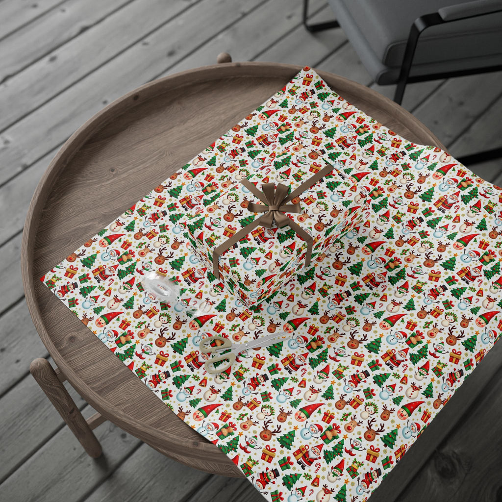 Christmas Pattern Wrapping Paper — Cute Santa, Reindeer & Tree Holiday Gift Wrap
