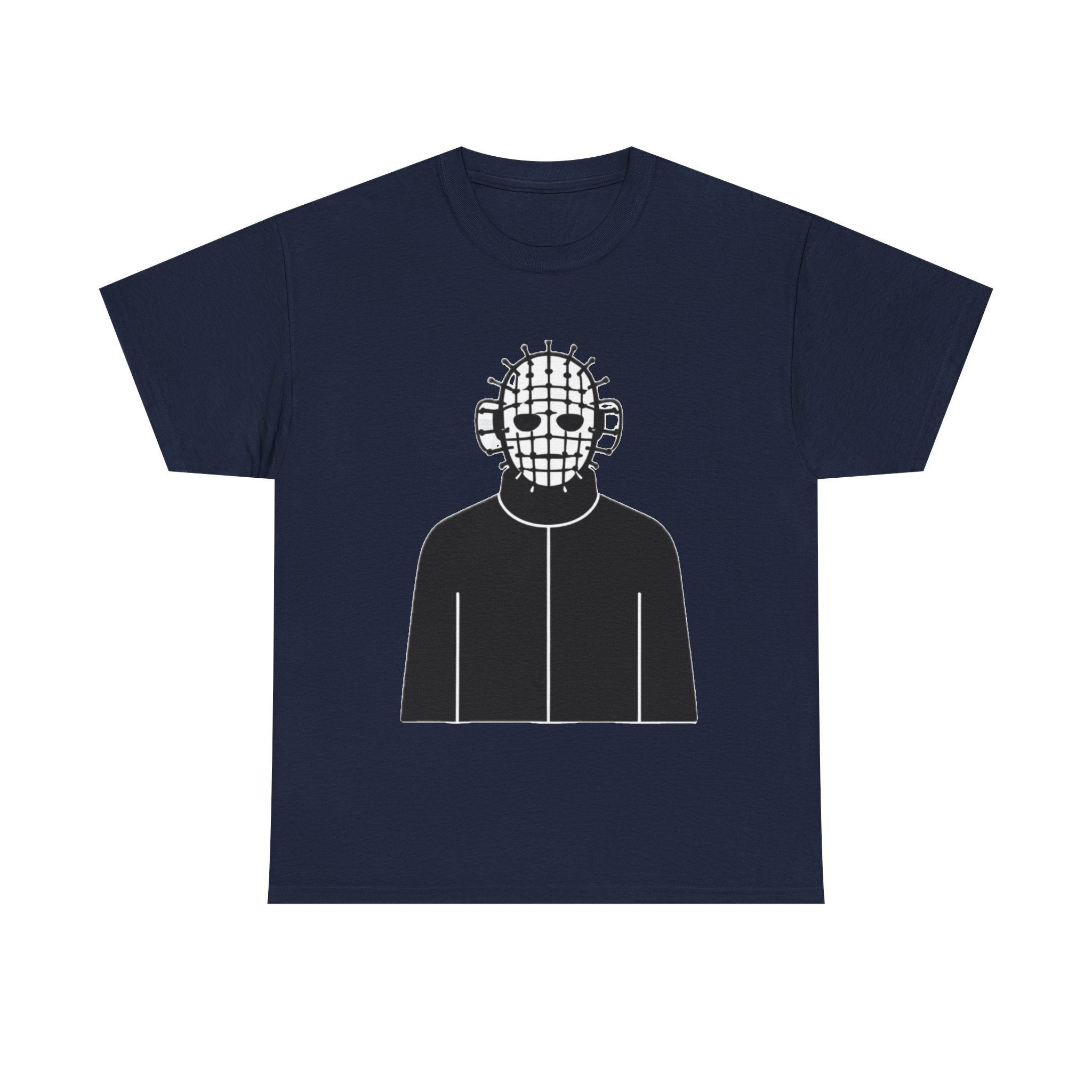 Horror Mask Graphic Tee — Pinhead-Inspired Skull Design