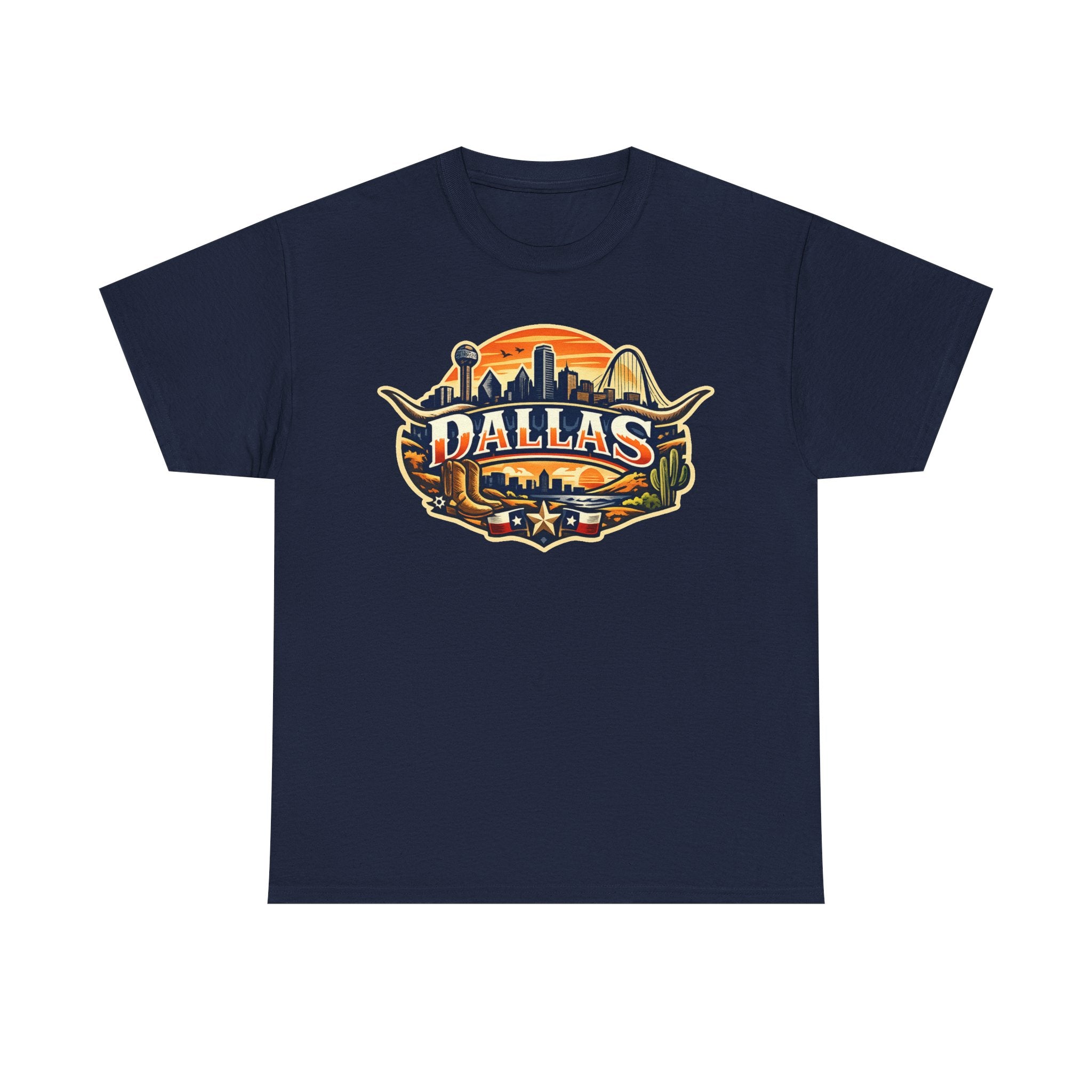 Dallas Skyline Retro Tee — Vintage Cityscape T‑Shirt with 'Dallas' Graphic