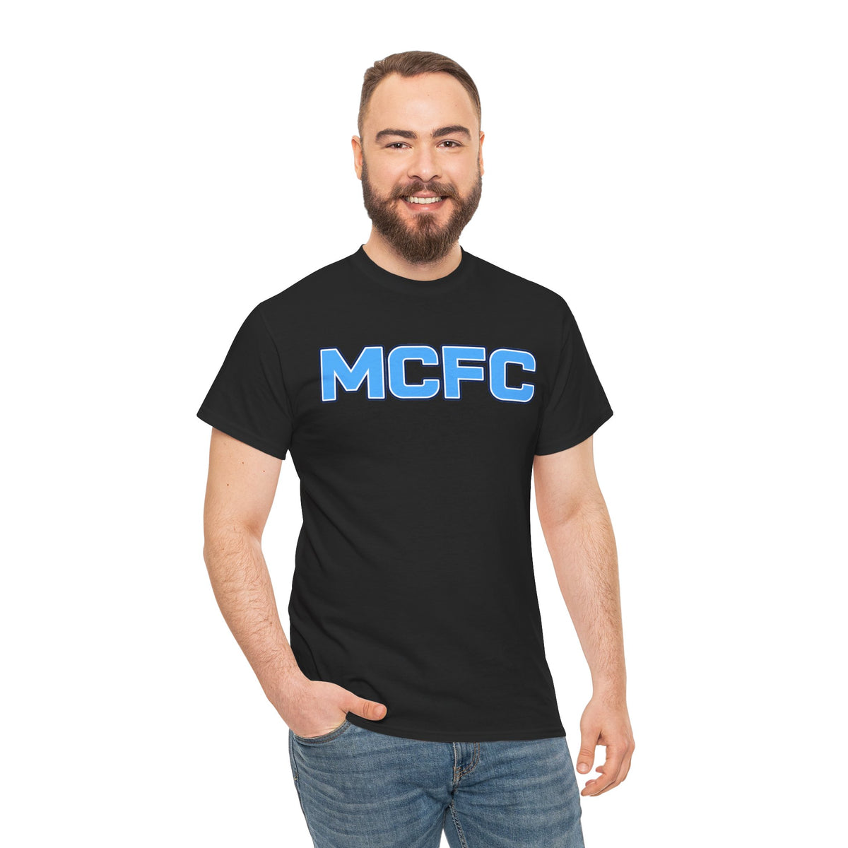 MCFC Logo Cotton T-Shirt — Light Blue Football Fan Tee