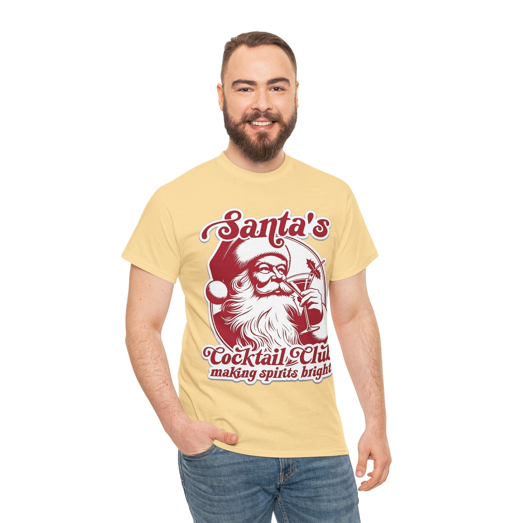 Santa’s Cocktail Club Tee — "Making Spirits Bright" Christmas Shirt