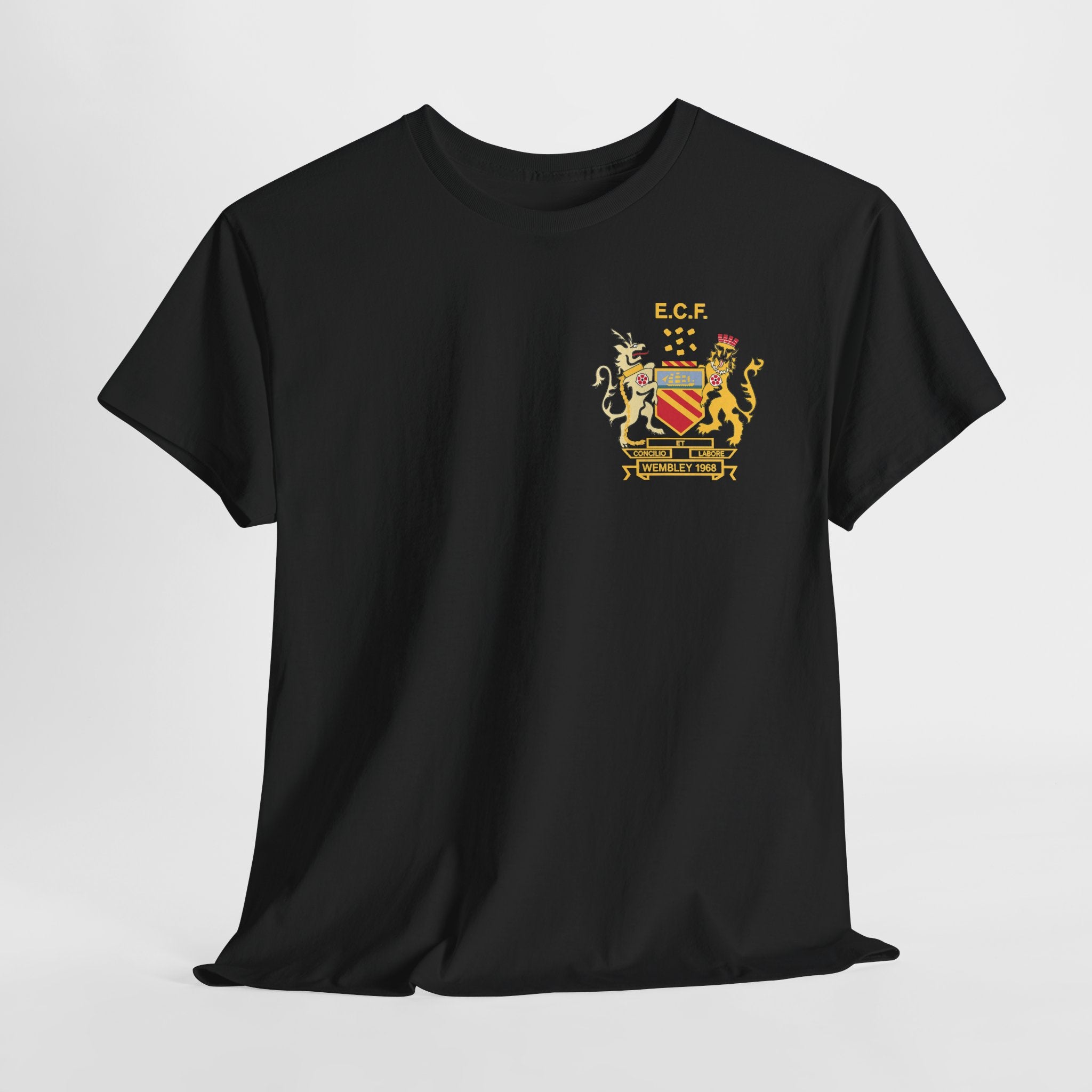 Manchester United Wembley 1968 Heraldic Crest Tee — Vintage Coat of Arms Chest Print