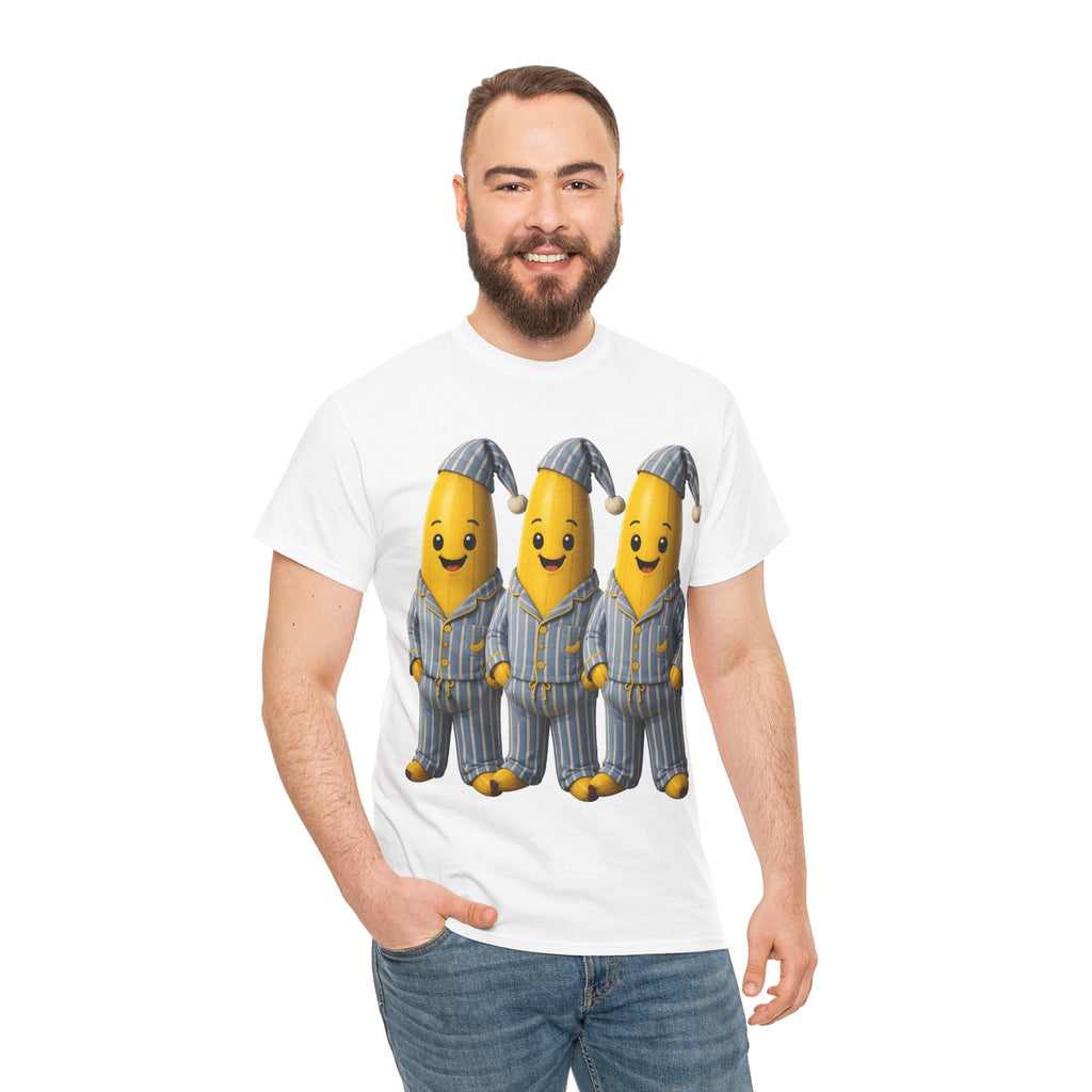 Bananas in Pyjamas – Three Smiling Bananas in Striped Pajamas Graphic T-Shirt