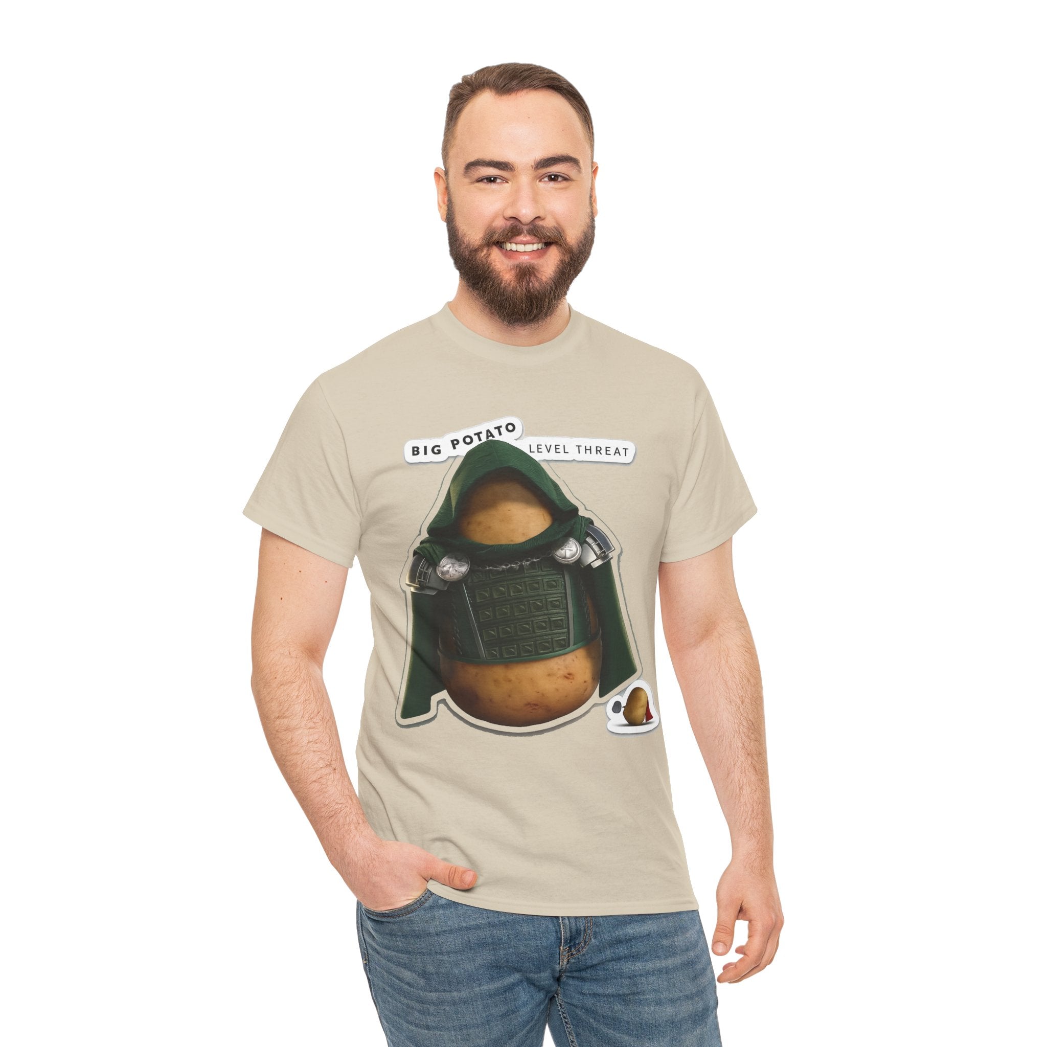 Big Potato "Level Threat" Doom Tee — Funny Potato Soldier Graphic T-Shirt