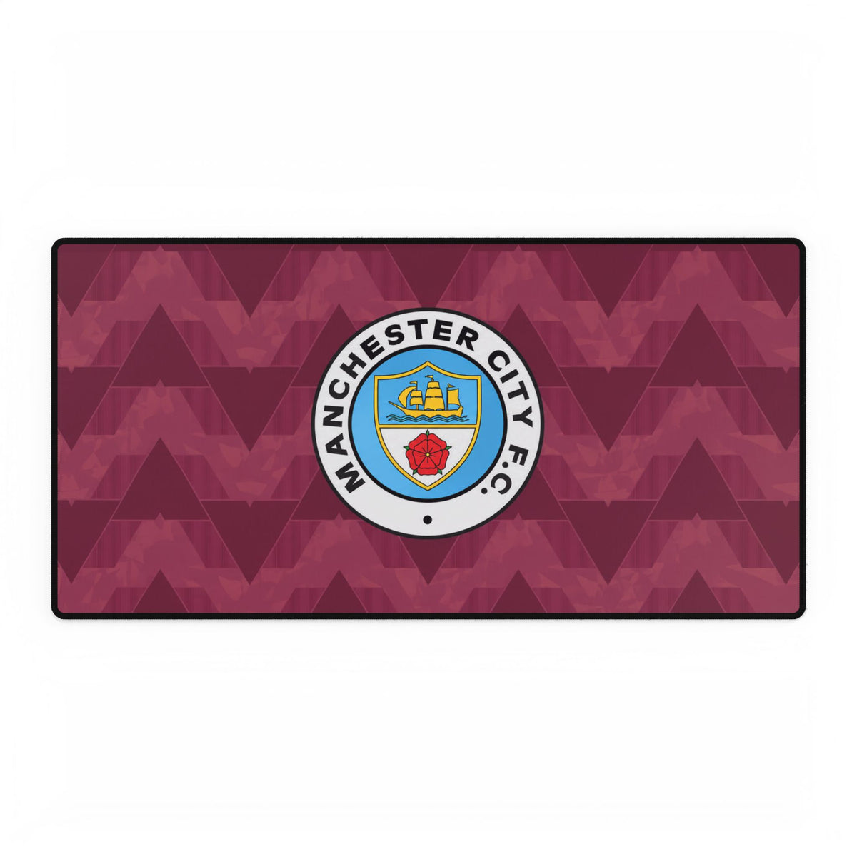 Manchester City REtro Shirt / Crest Desk Mat — Burgundy Football Gaming Mousepad