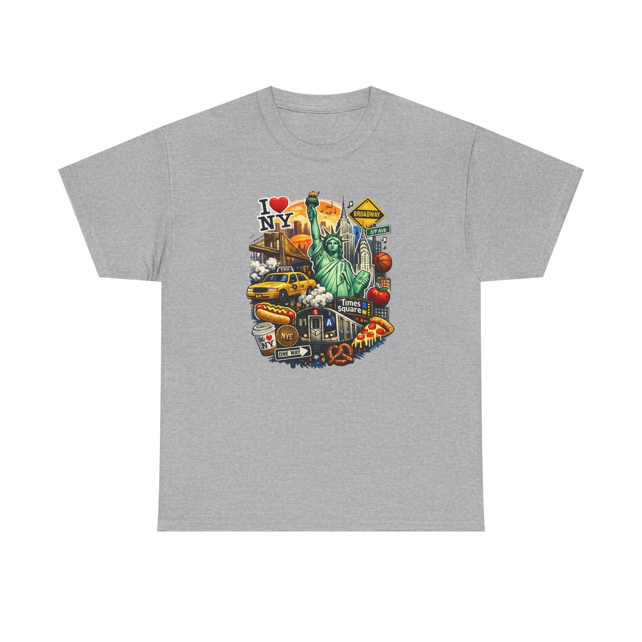 New York City Icons T-Shirt — Statue of Liberty, Taxi & I  NY Collage Tee
