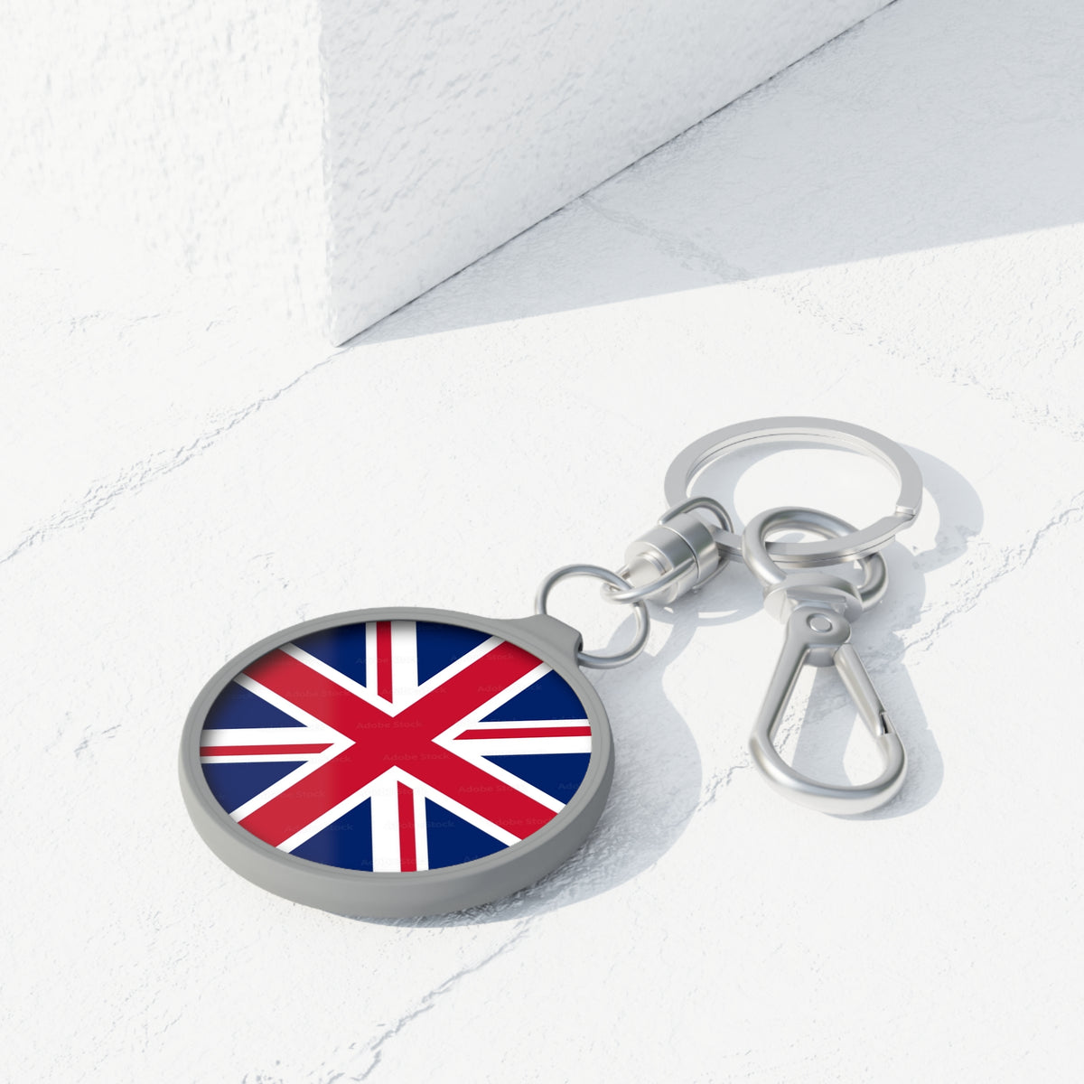 Union Jack Round Keyring Tag — British Flag Keychain Accessory